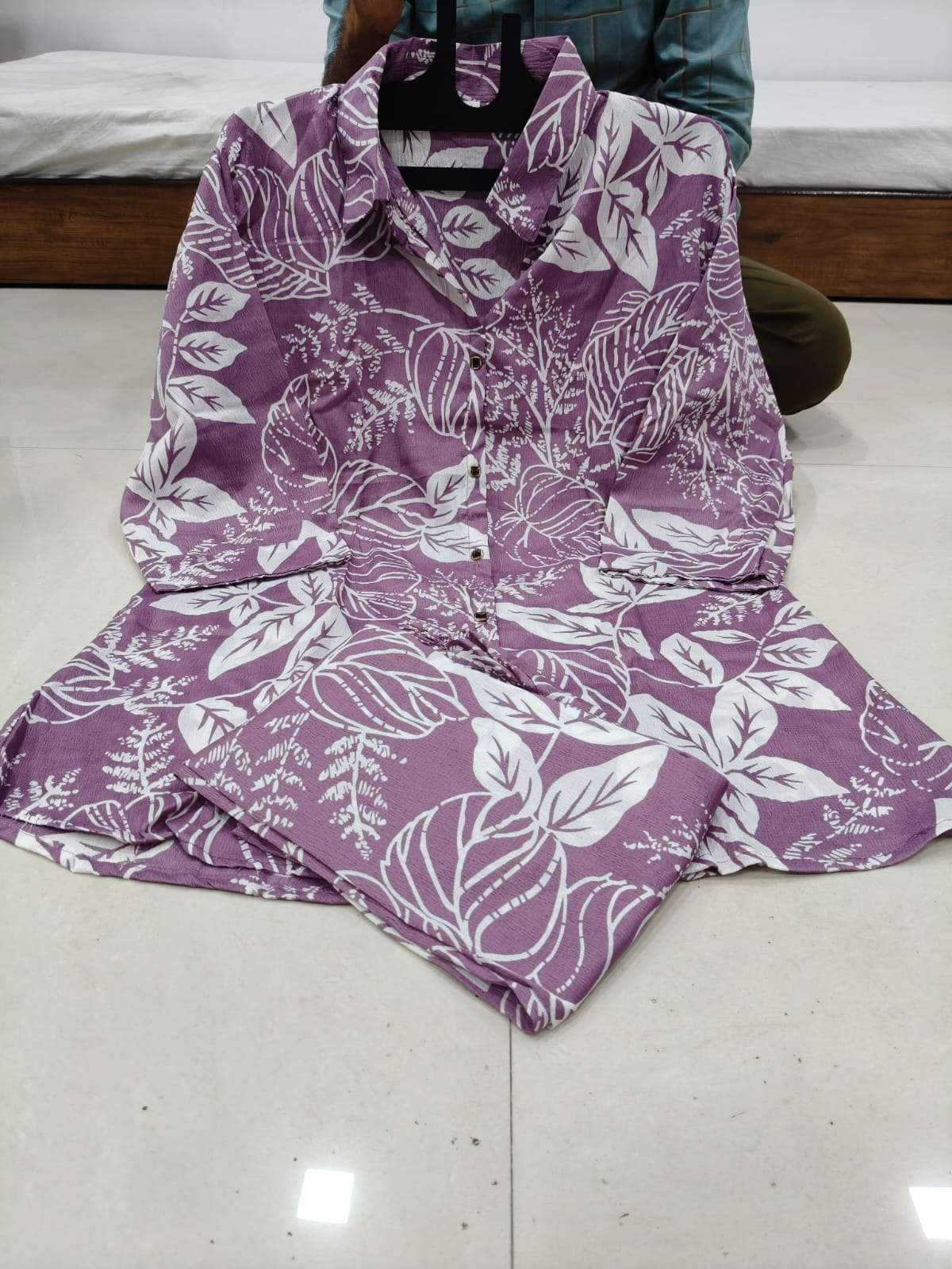 CRUSH FABRIC FLOWER PRINT CORD SET FOR GIRL DAILY WEAR OFFIC...