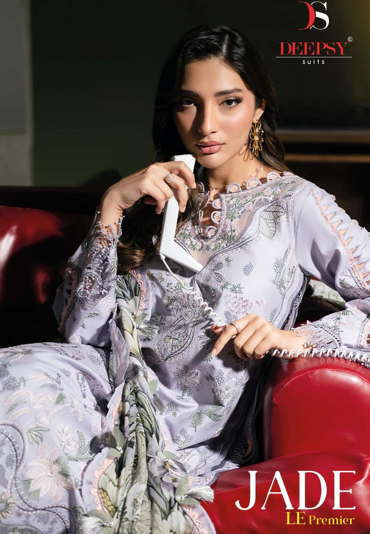 DEEPSY SUITS JADE LE PREMIER COTTON HEAVY WORK PAKISTANI SUI...