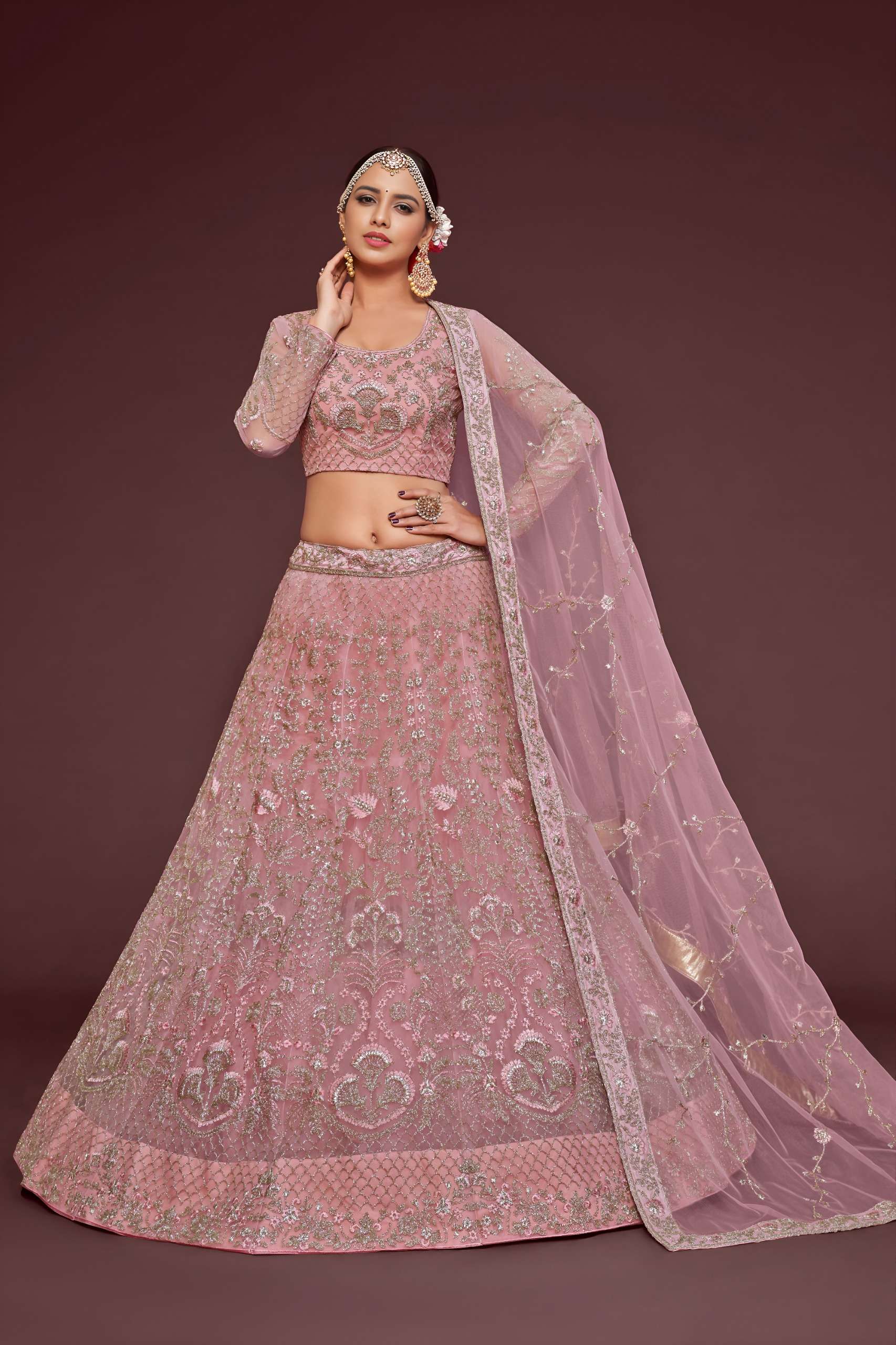  Dusty Pink elegant colour with Bridal Soft and classic Net ...