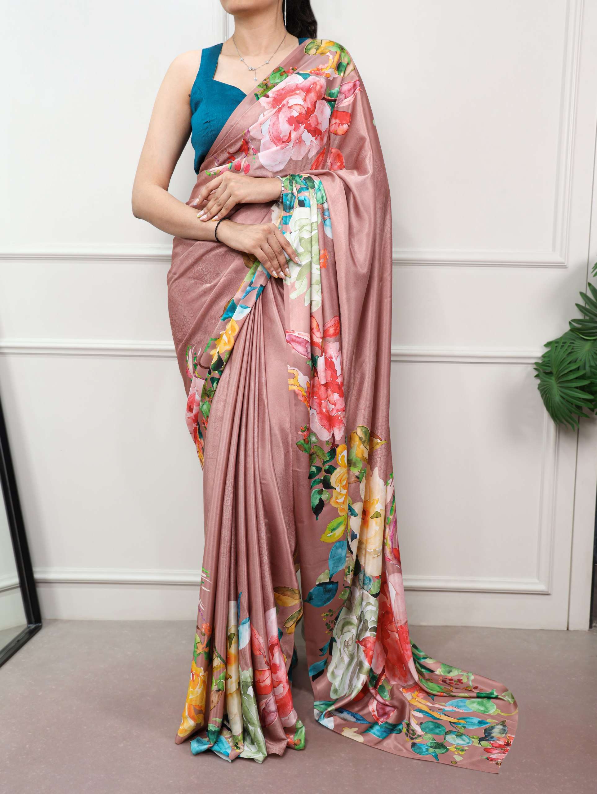 flower Printed design pure Satin Silk fancy fabric Collectio...