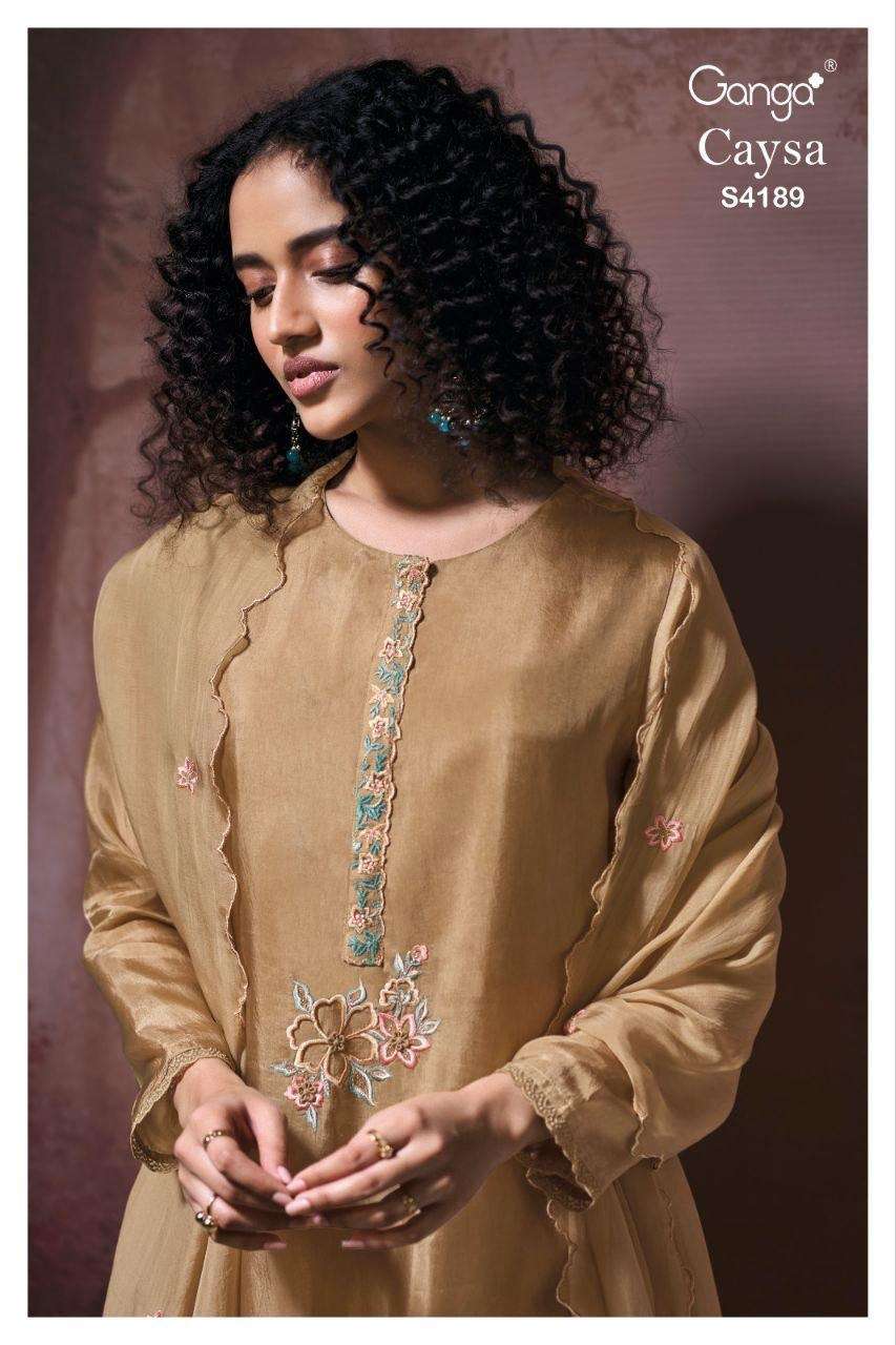 GANGA CAYSA 4189 PURE BEMBERG SILK SATIN SOLID DESIGN SALWAR...