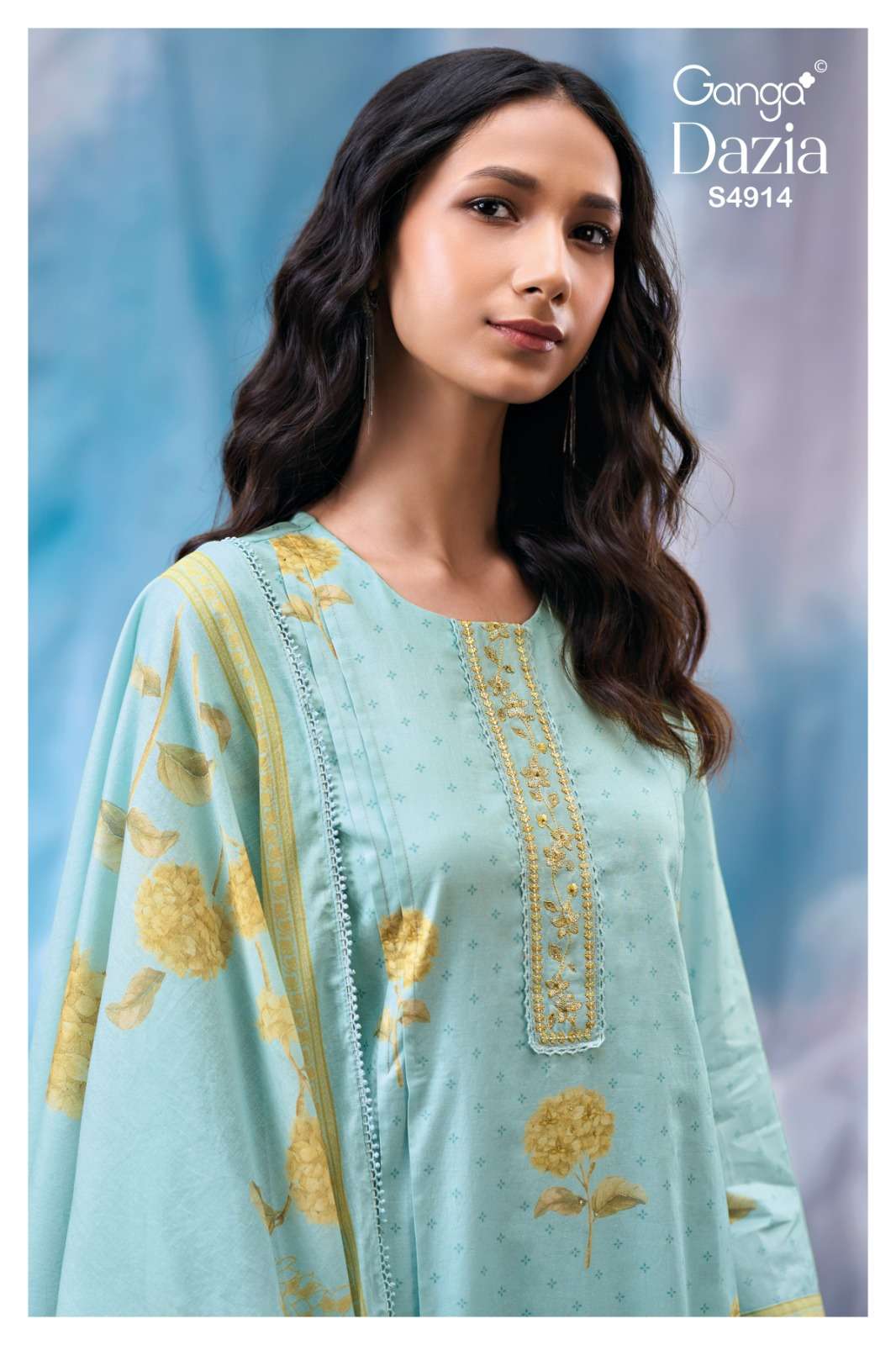 GANGA DAZIA 4914 COTTON PRINTED WITH EMBROIDERY SALWAR KAMEE...
