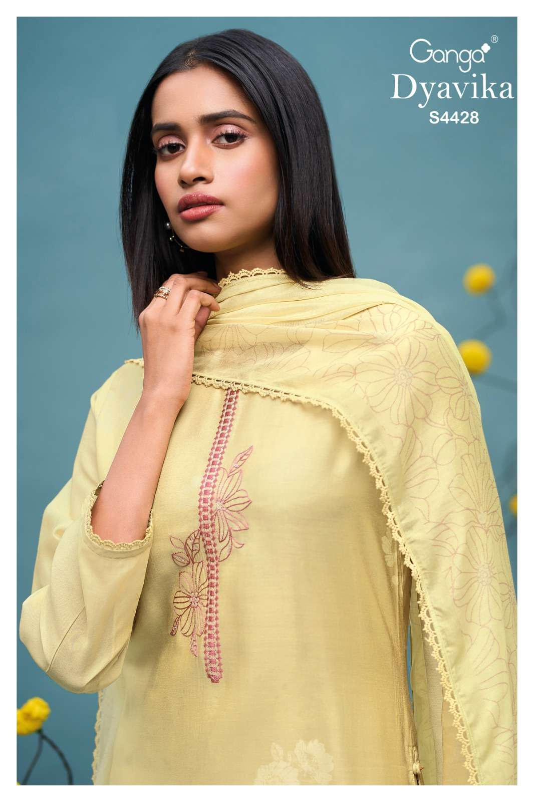 GANGA DYAVIKA 4428 BEMBERG SILK PRINTED WITH EMBROIDERY SALW...