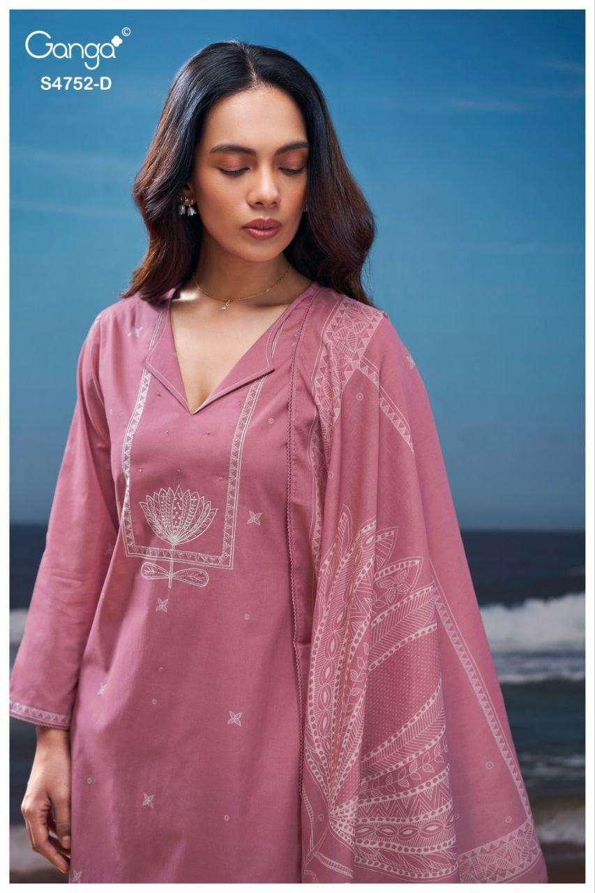 GANGA FAIRA 4752 COTTON PRINTED WITH HAND WORK SUIT MARRIGE ...