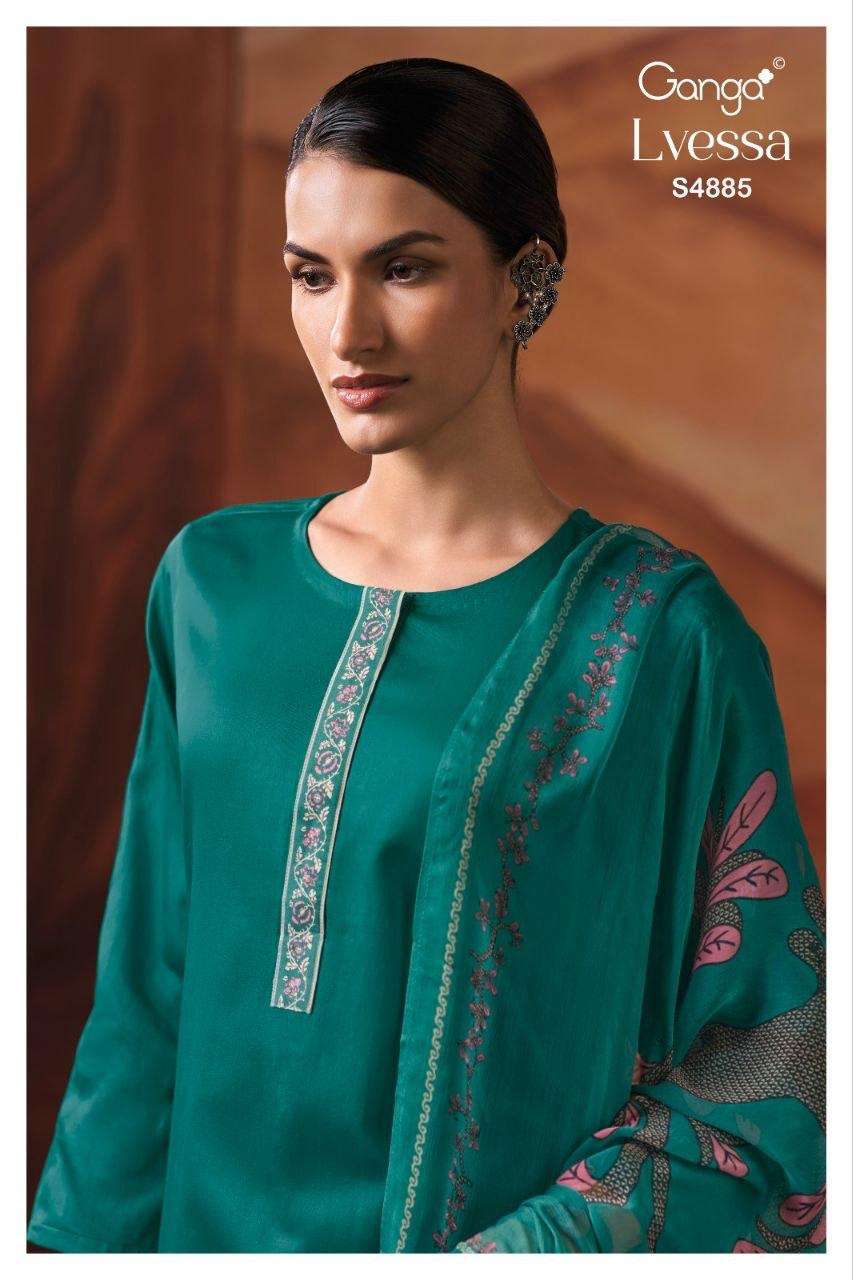 GANGA LVESSA 4885 COTTON SATIN SOLID COLOR WITH PRINT SALWAR...