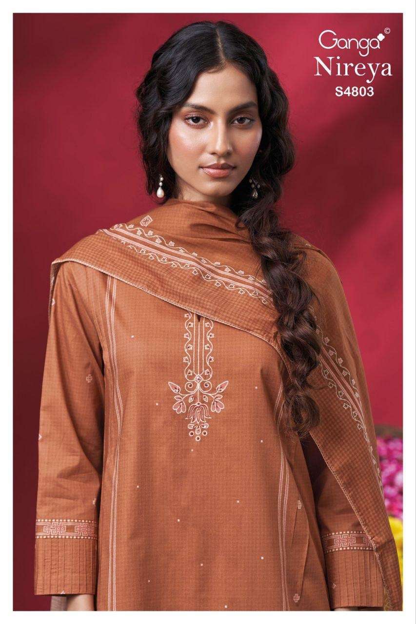 GANGA NIREYA 4803 COTTON PRINTED WITH HAND EMBROIDERY SIMPLE...