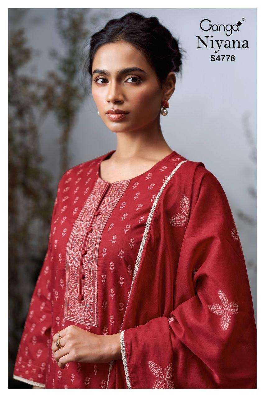 GANGA NIYANA 4778 COTTON PRINTED WITH EMBROIDERY CLASSIC SUI...