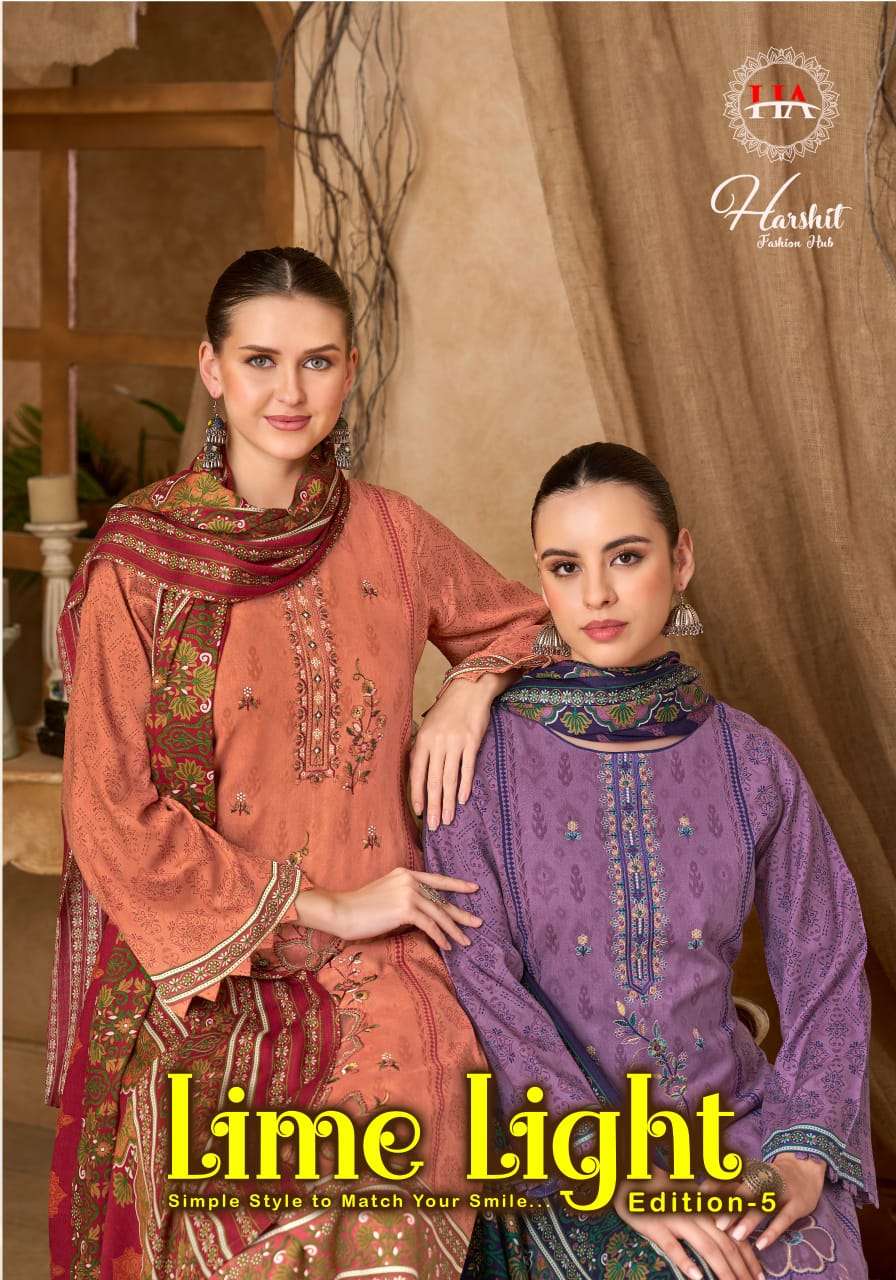 HARSHIT FASHION LIME LIGHT VOL 5 RAYON PRINT EPLIC WORK SUIT...
