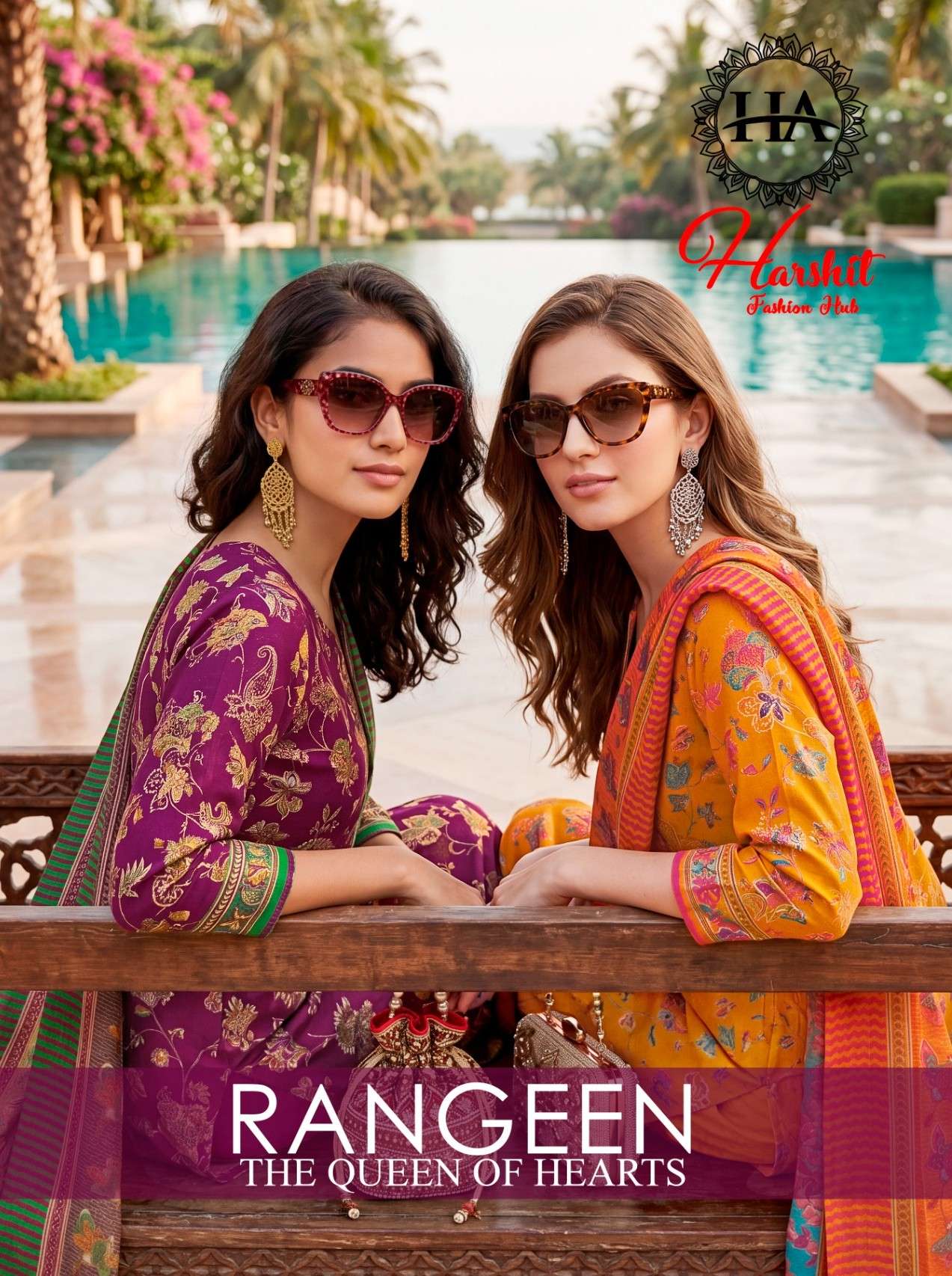HARSHIT FASHION RANGEEN DISCHARGE ZAM PRINT SALWAR KAMEEZ UN...