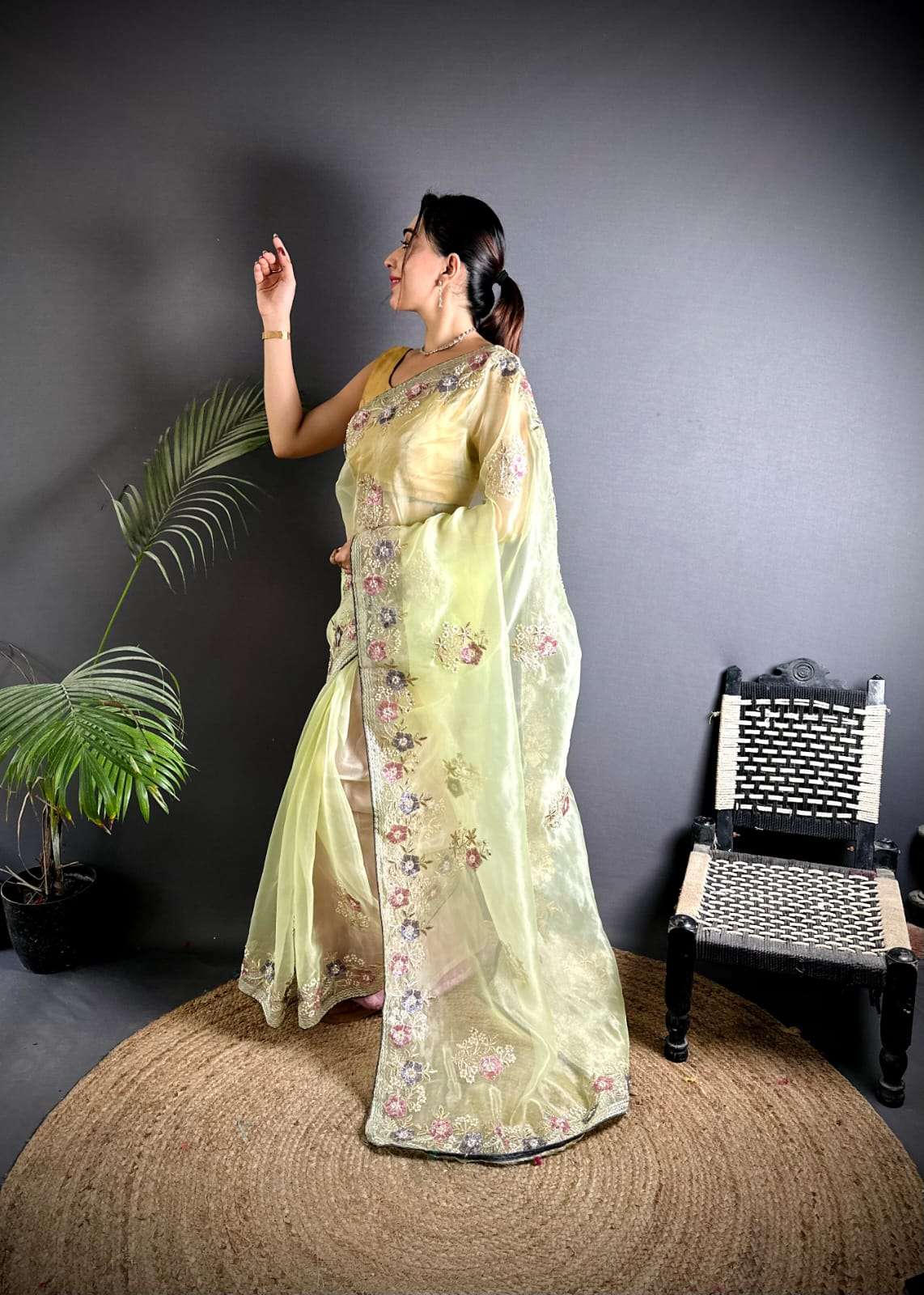 Heavy and visible Pure and soft Orgenza silk fancy fabric sa...
