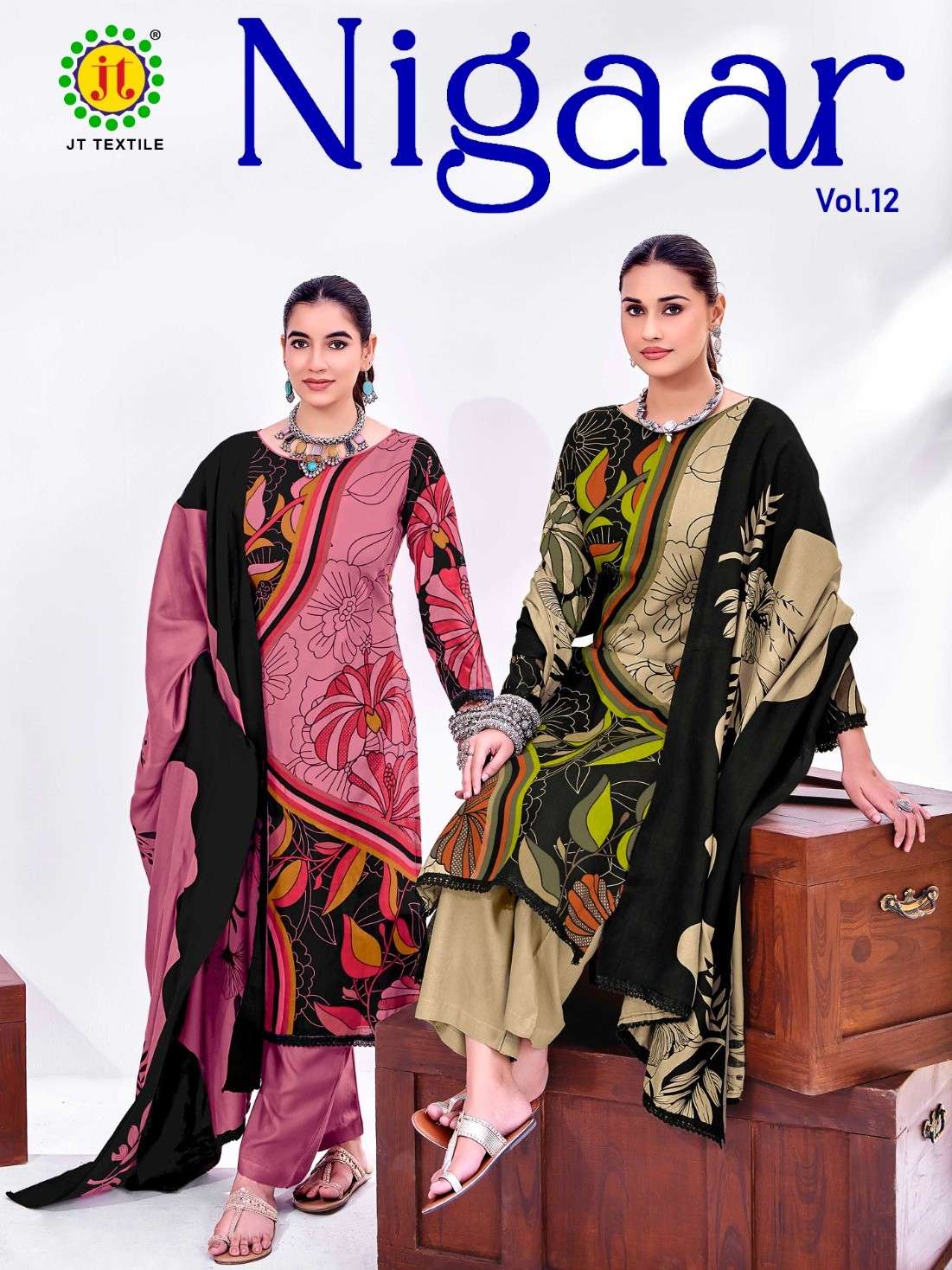 JAMATMAL NIGAAR VOL 12 RAYON PRINT MATERIAL SALWAR KAMEEZ FE...