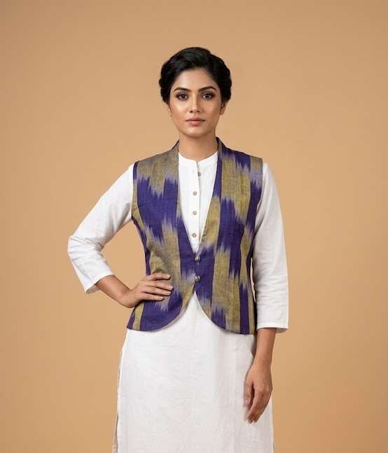 K 1042 RREVERSIBLE KOTI IKKAT COTTON PRINTED KOTI SET RESELL...