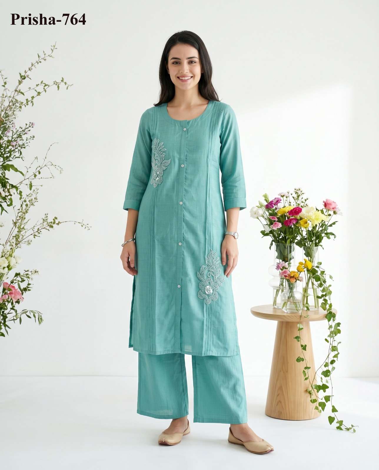 K 1044 PURE BERLIN HANDWORK CORD SET FOR KURTI PALAZZO TREND...