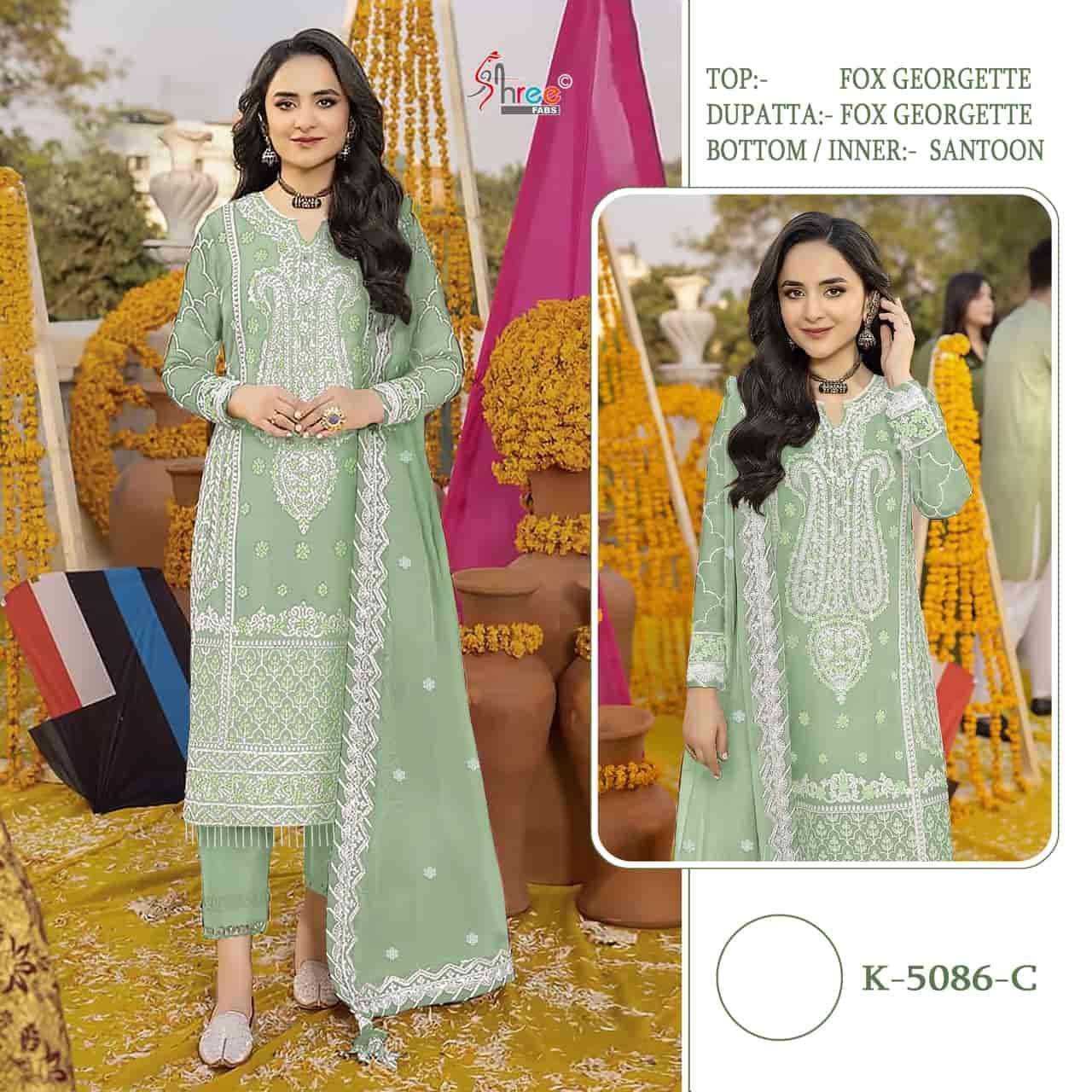 K 5086 COLOUR GEORGETTE HEAVY WORK PAKISTANI DRESS LADIES EI...