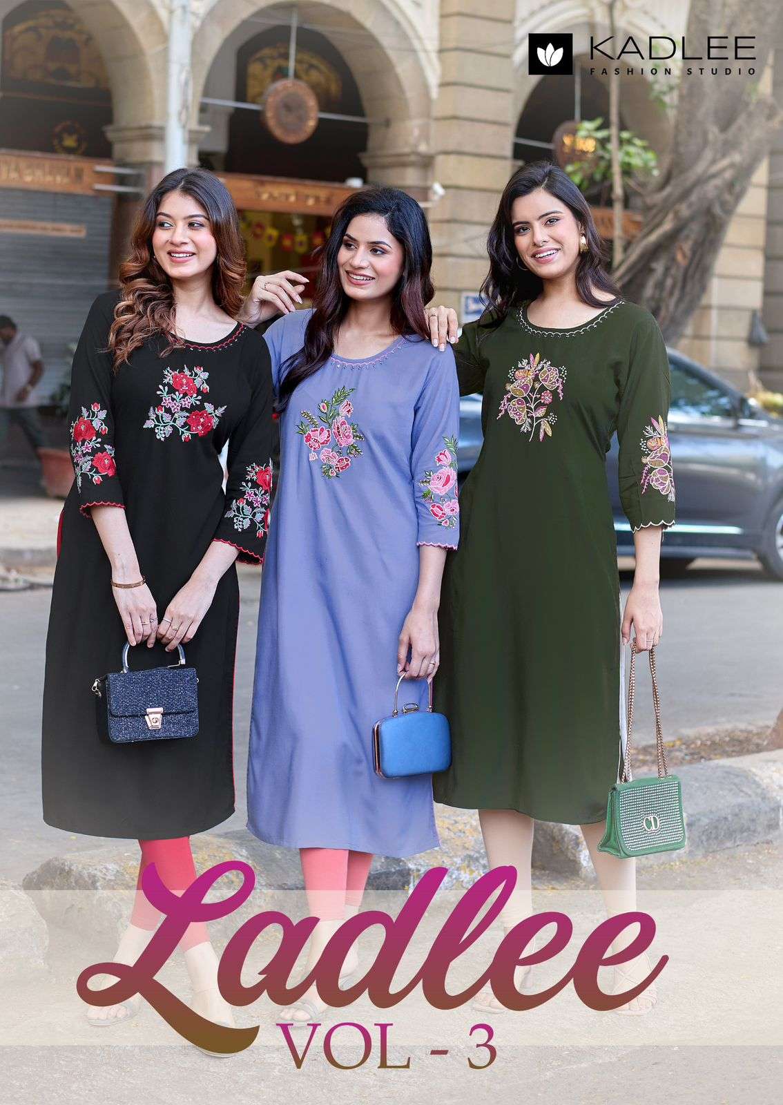 KADLEE LADLEE VOL 3 HEAVY RAYON THREAD WORK KURTI LOVER SET ...
