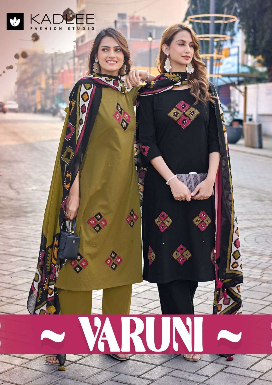 KADLEE VARUNI DHABU COTTON THREAD WORK SUIT FESTIVAL CLOTHIN...