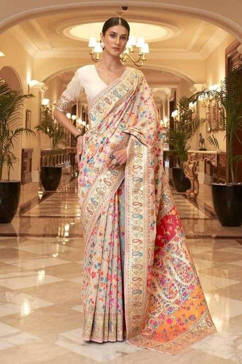 KASHMIRI WEAVING MULTIPLE COLOR THRADE WEAVING PURE ZARI WEA...