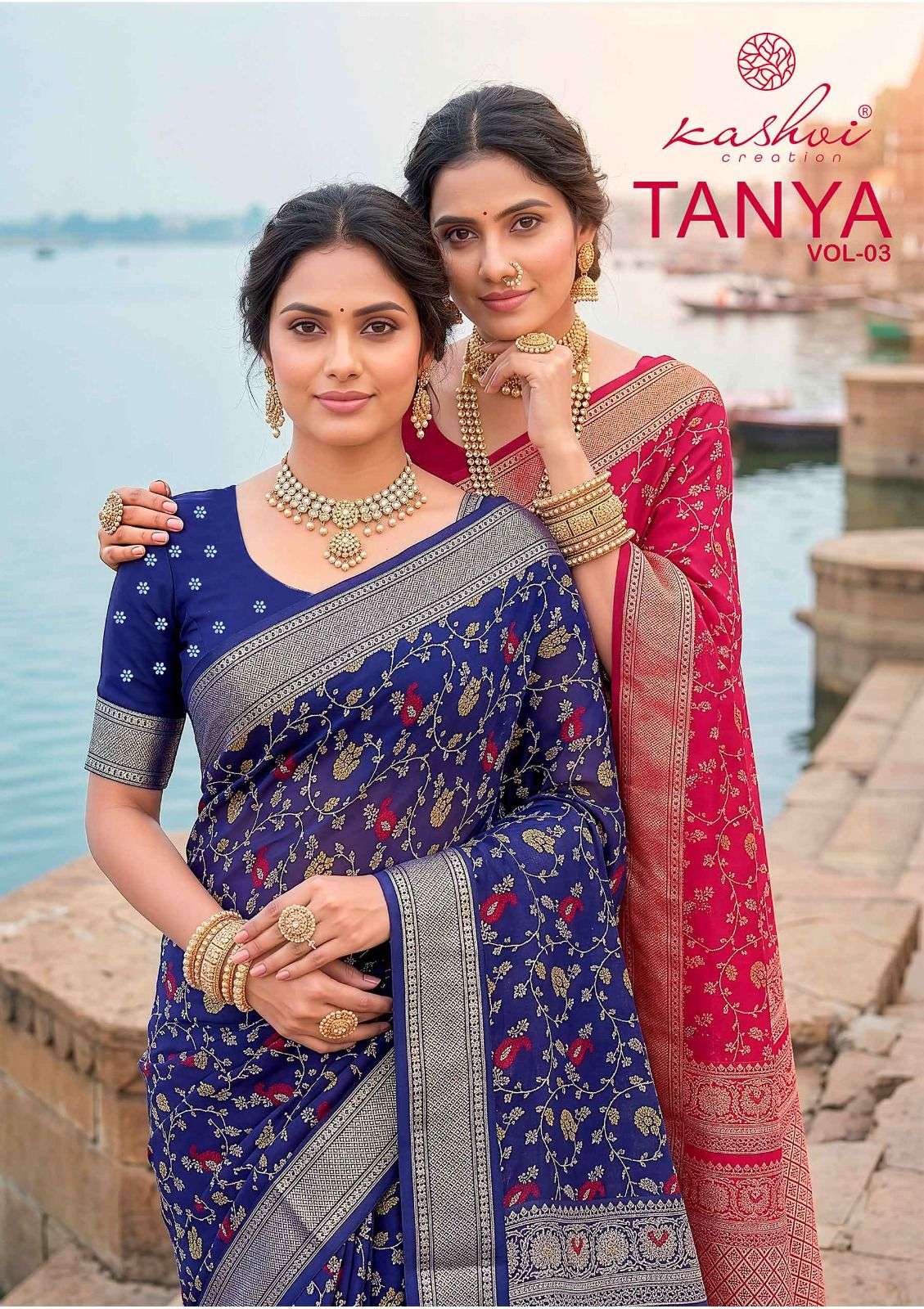 KASHVI CREATION TANYA VOL 3 DULL MOSS VISCOSE BORDER SAREES ...