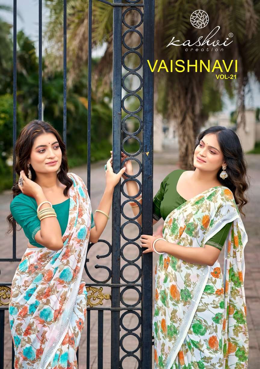 KASHVI CREATION VAISHNAVI VOL 21 FLOWER PRINT GEORGETTE BORD...