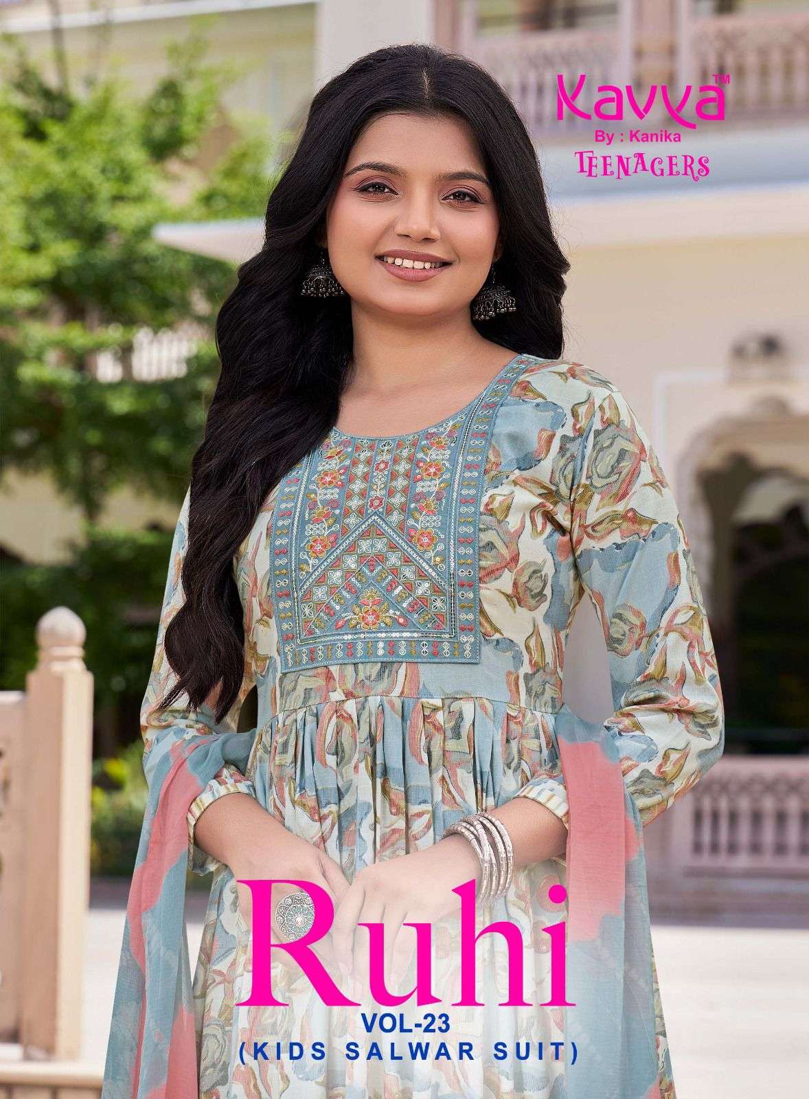  KAVYA RUHI VOL 23 TEENAGE KIDS UMBRELLA CUT KURTI SUIT FOR ...