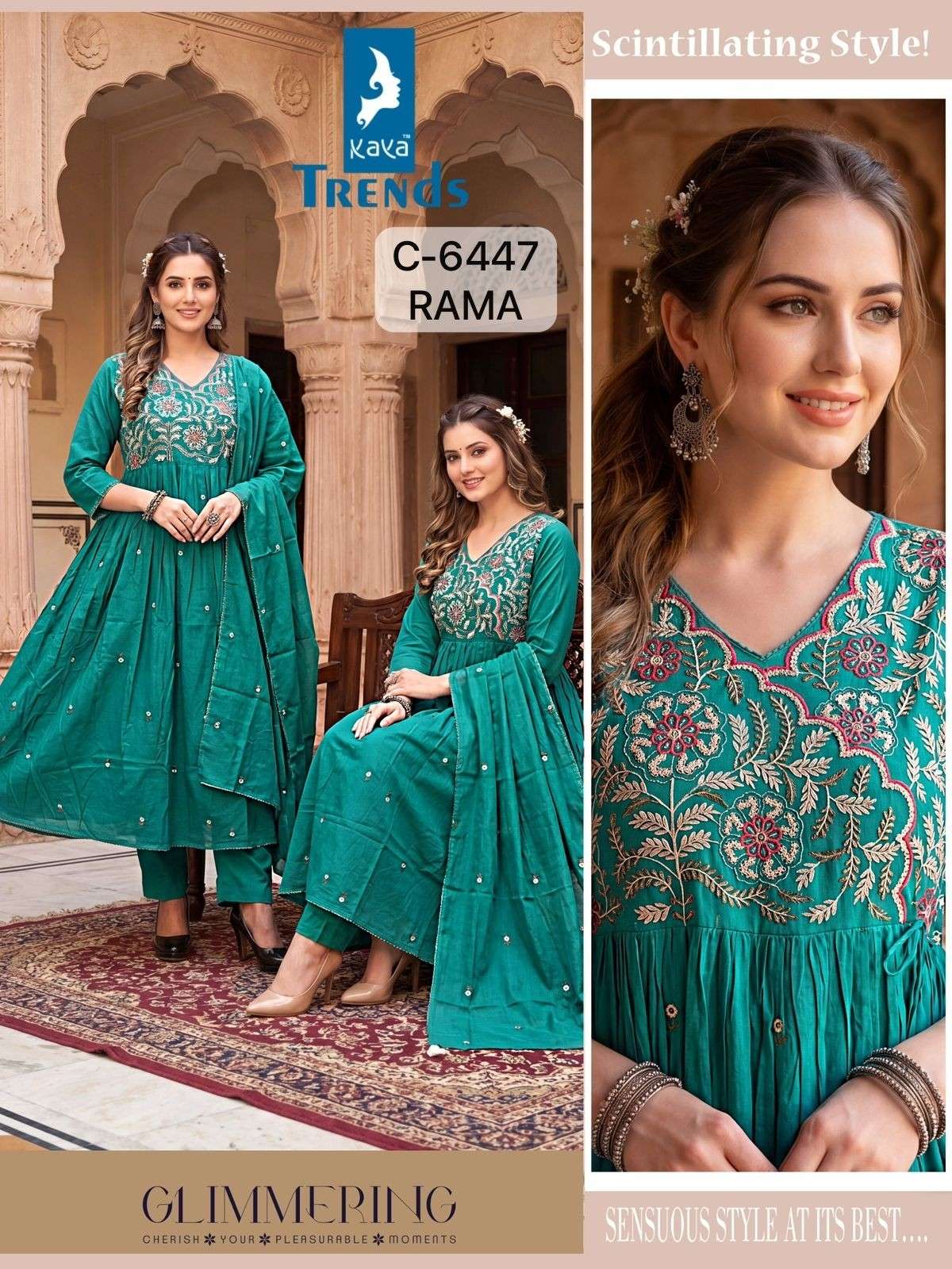 KAYA TRENDS 6447 COTTON HEAVY EMBROIDERY WORK 3 PIECE SUIT W...