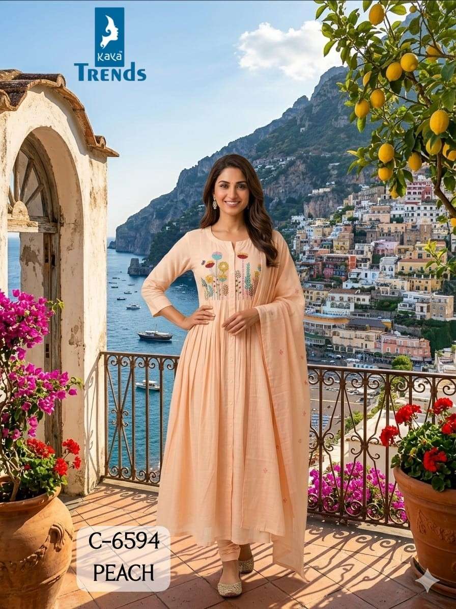 KAYA TRENDS 6504 COTTON GHERA  WITH FANCY THREAD WORK 3 PIEC...
