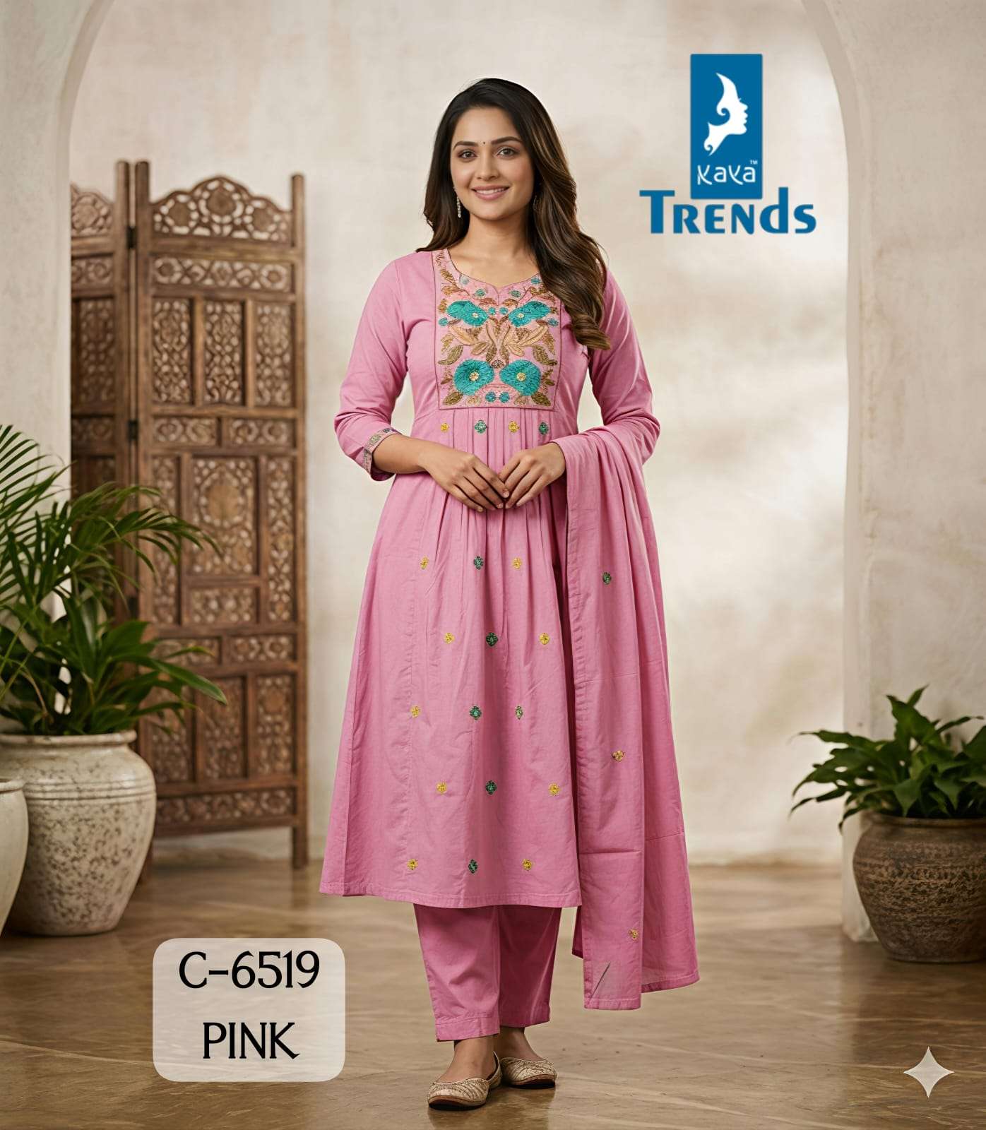 KAYA TRENDS 6519 MULL COTTON KASHMIRI WORK 3PIECE SALWAR SUI...