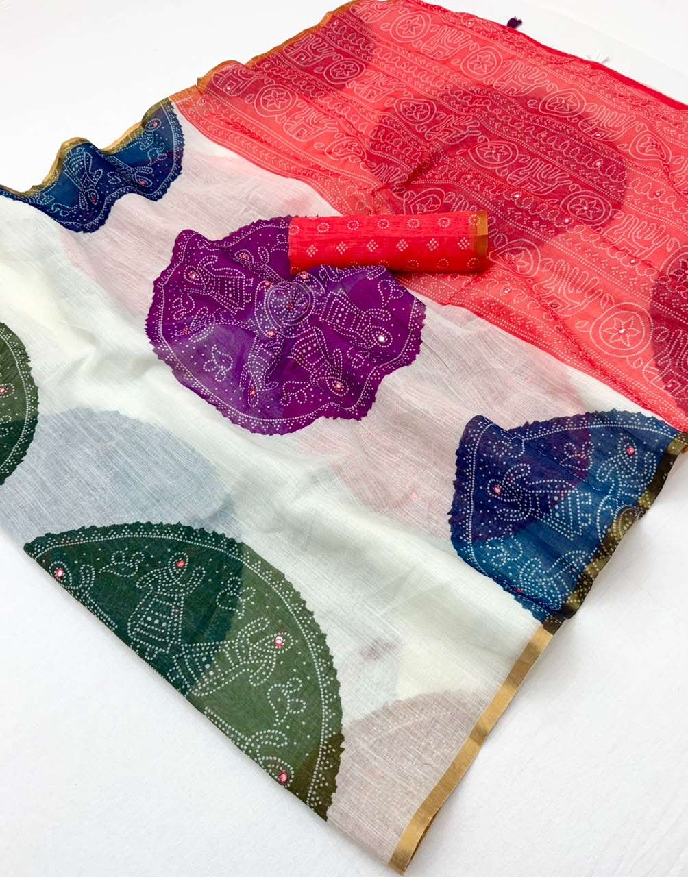 Kazari Series Kakshi Linen Soft Linen with with Mirror work ...