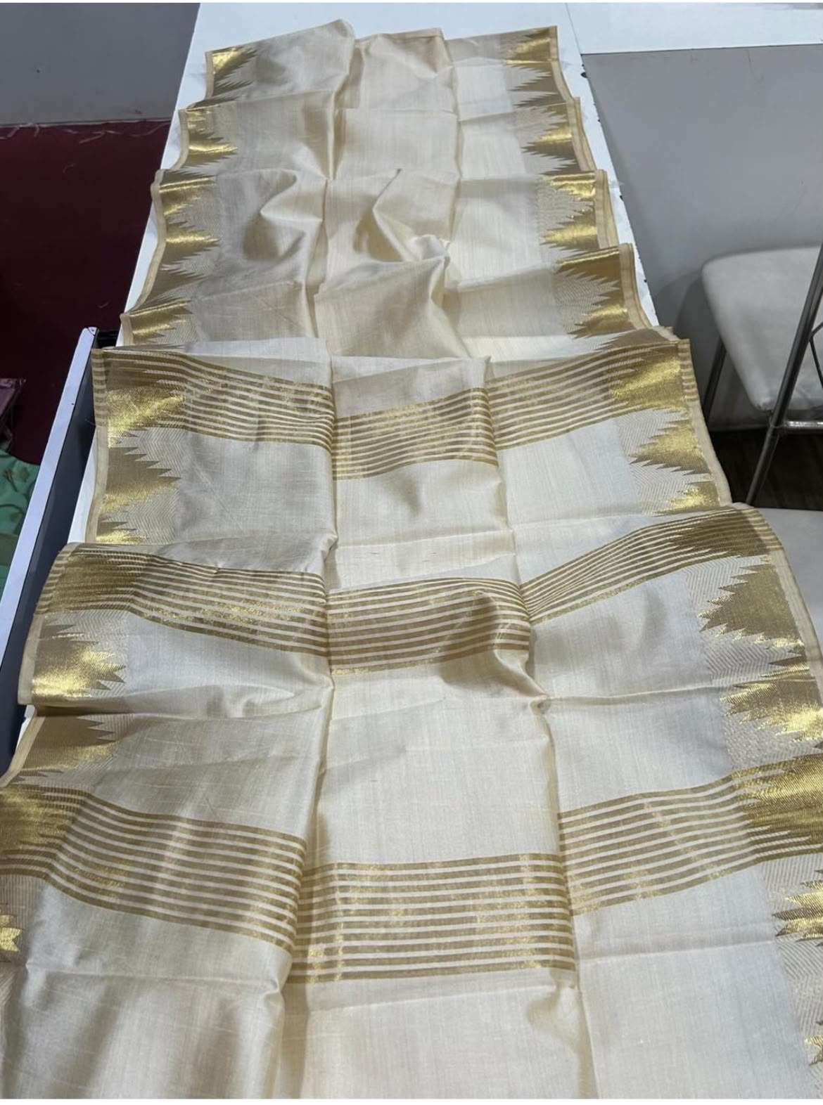 kerala saree type Rich and premium Tusser silk fabric Specia...