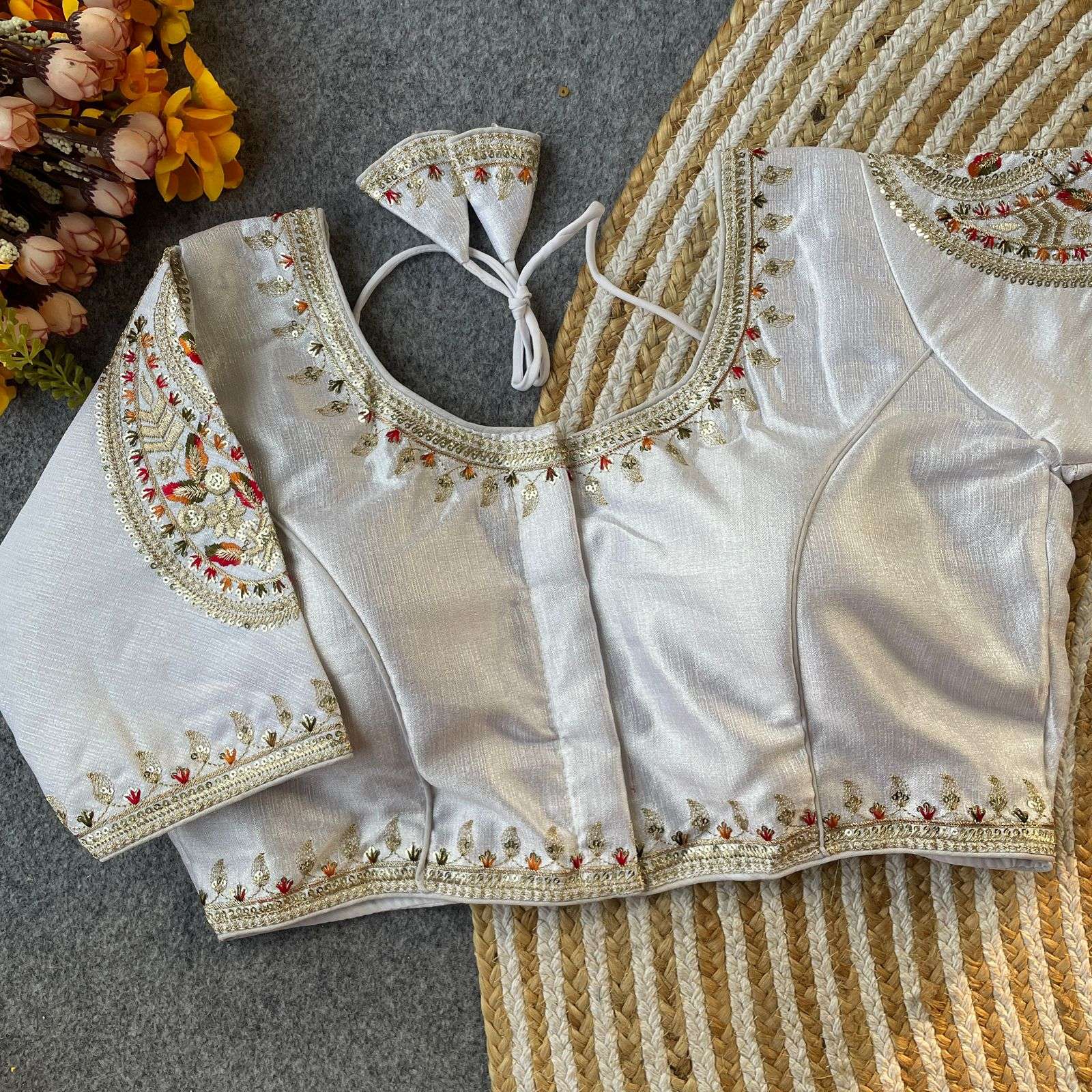  KERI FANCY BRIDAL BLOUSE HEAVY MILAN SILK FANCY FABRIC  EMB...