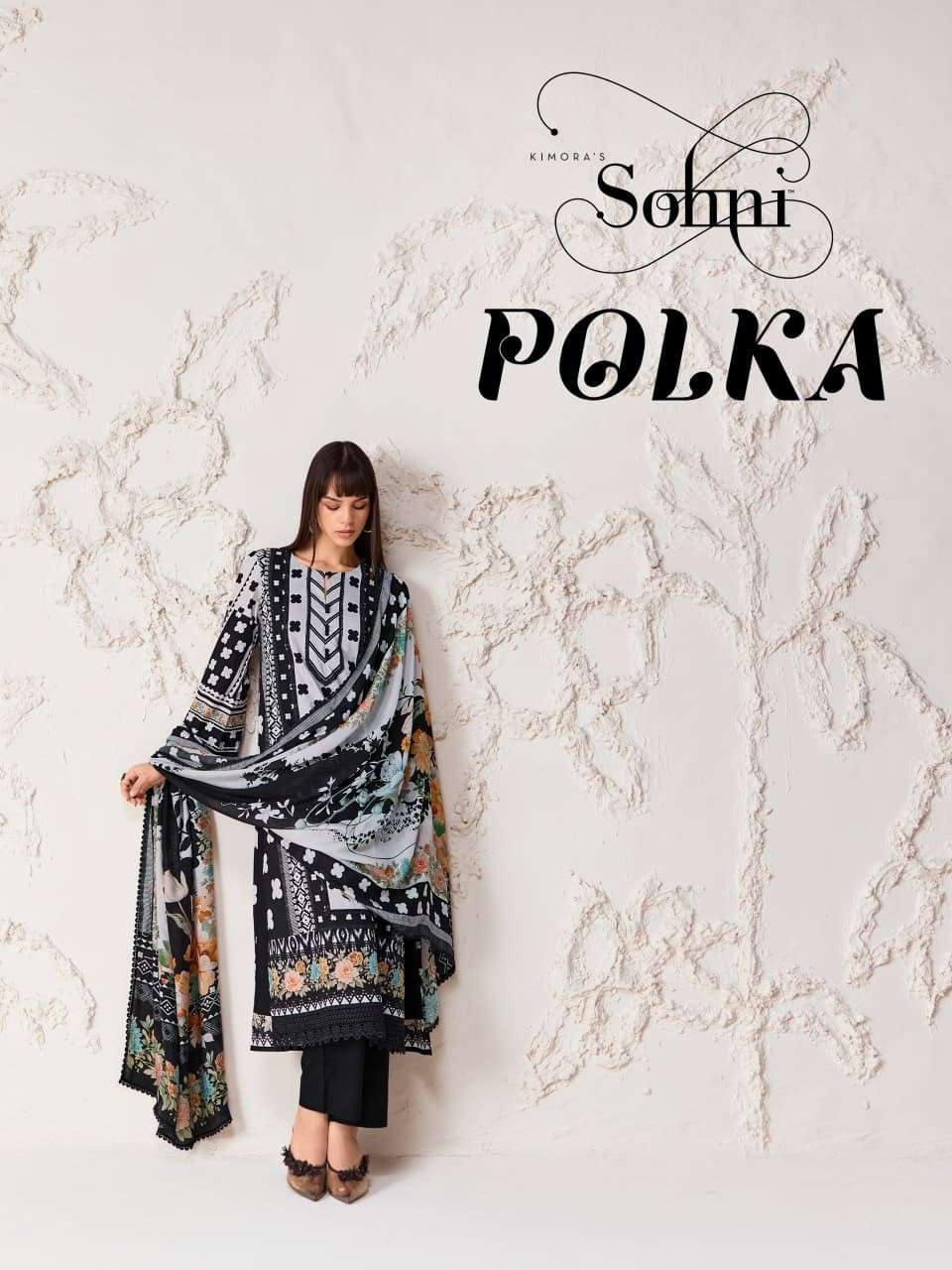 KIMORA SUIT POLKA 811 TO 814 BLACK AND WHITE PRINTED SUIT VI...
