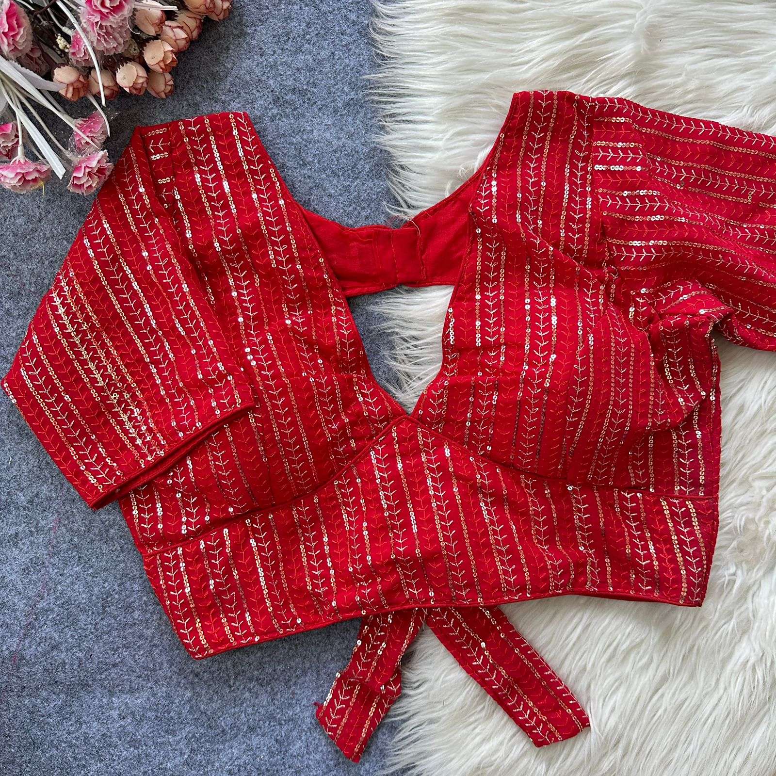 KOMAL 2  SOFT FOX GEORGETTE FANCY FABRIC WITH BOW IN BACK BL...