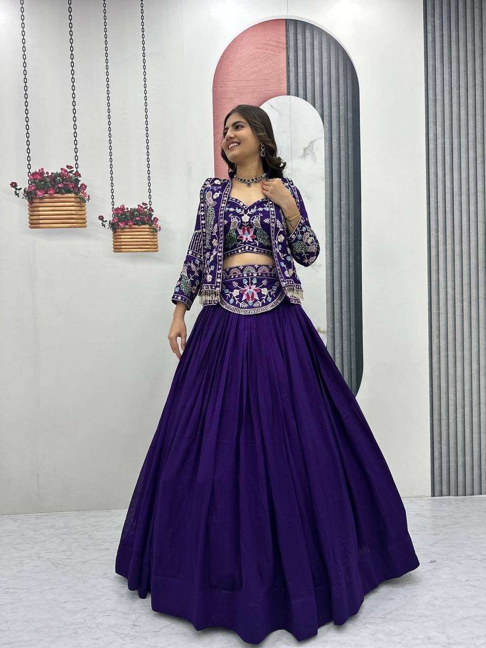  Launching Festival Special crop top Vichitra silk fancy fab...