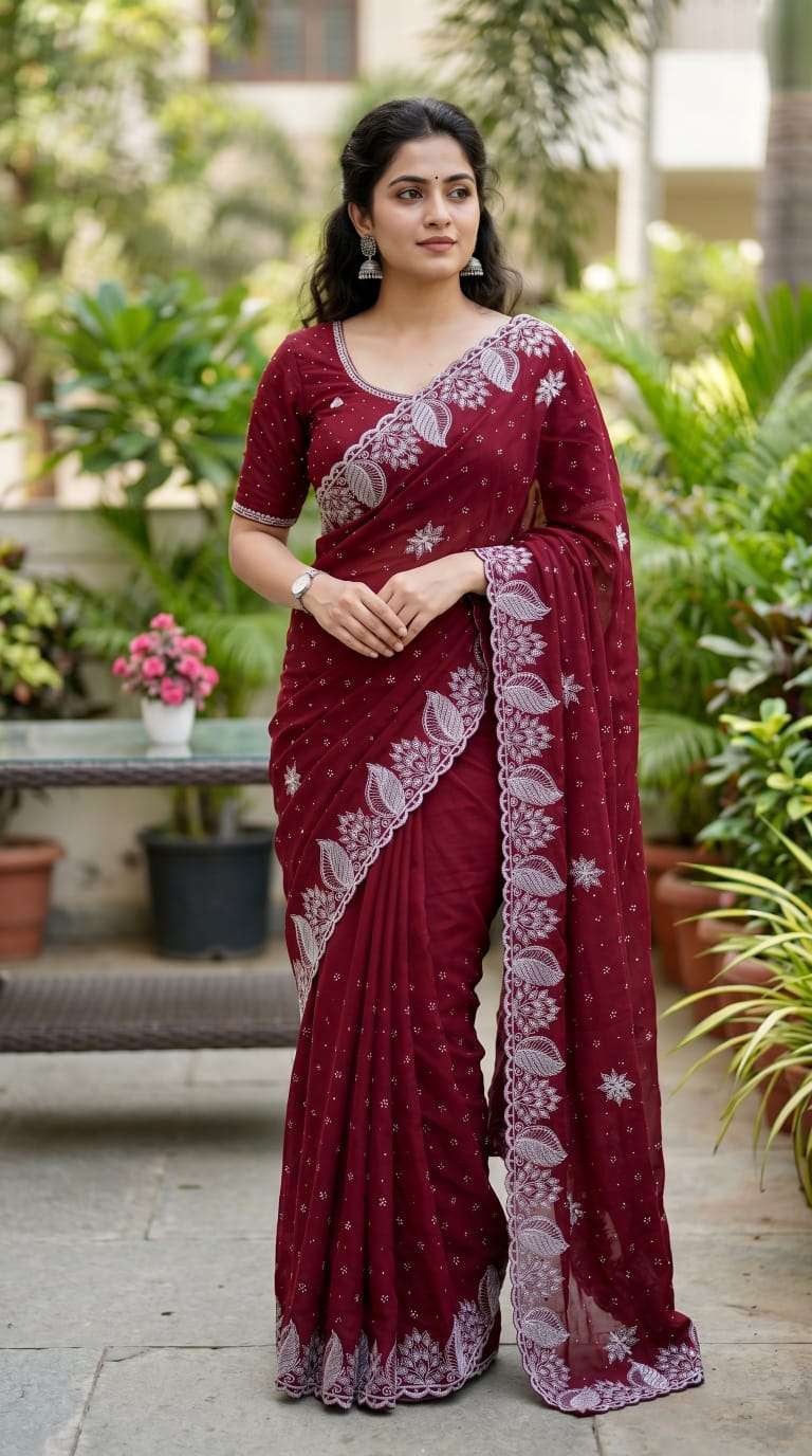  LH  21 vichitra silk fancy and new fabric withe mbroidery W...