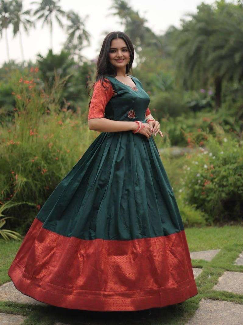 LW 9177 BANARASI JACQUARD SILK DESIGNER SOUTH LOOK GOWN BUY ...