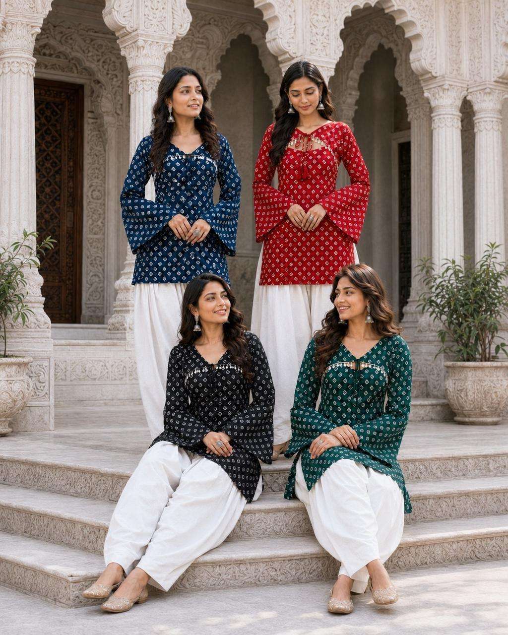 LW 9342 TREND STYLISH GIRL WEAR SLEEVELESSKURTI WITH TOP BLO...