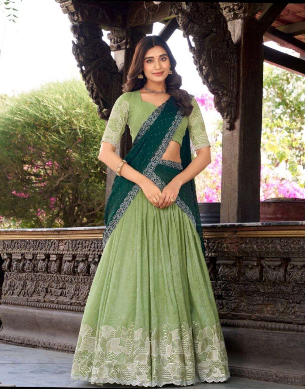  made of craftmanship and Heavy chinnon fancy fabric lehenga...