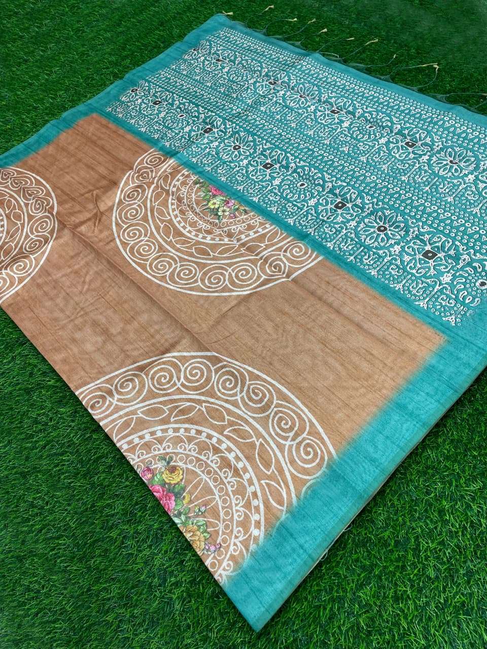 Mandala aart  Tissuer silk fancy fabric with Digital print o...