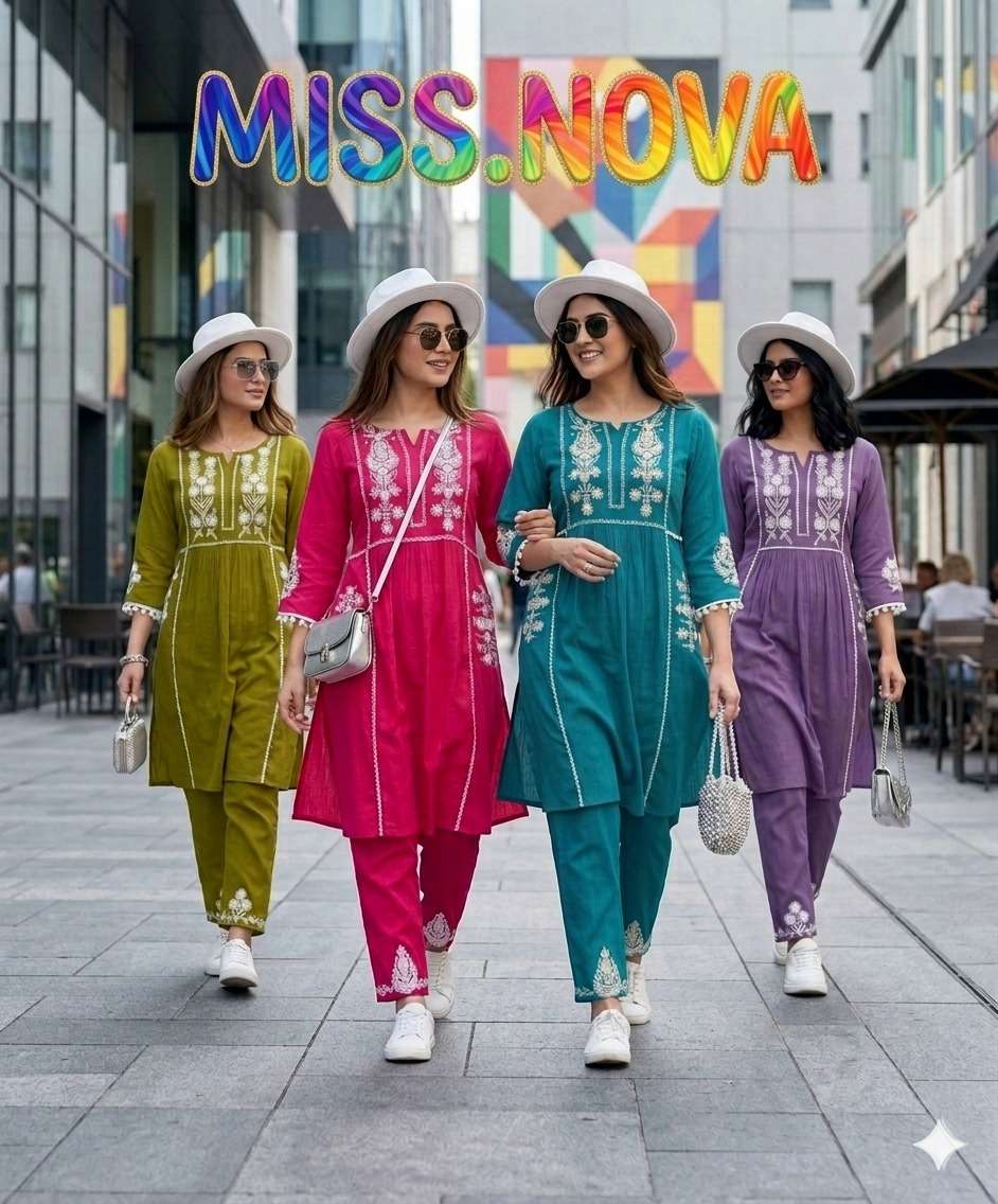 MISS NOVA VISCOSE BUTTI THREAD WORK KURTI PANT FOR REGULAR B...