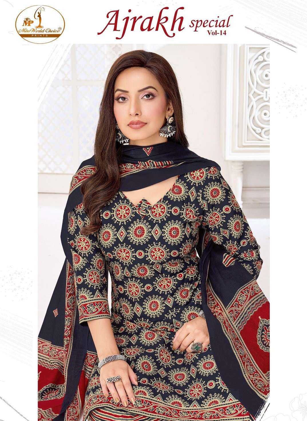 MISS WORLD AJRAKH SPECIAL VOL 14 PURE COTTON PRINT READYMADE...