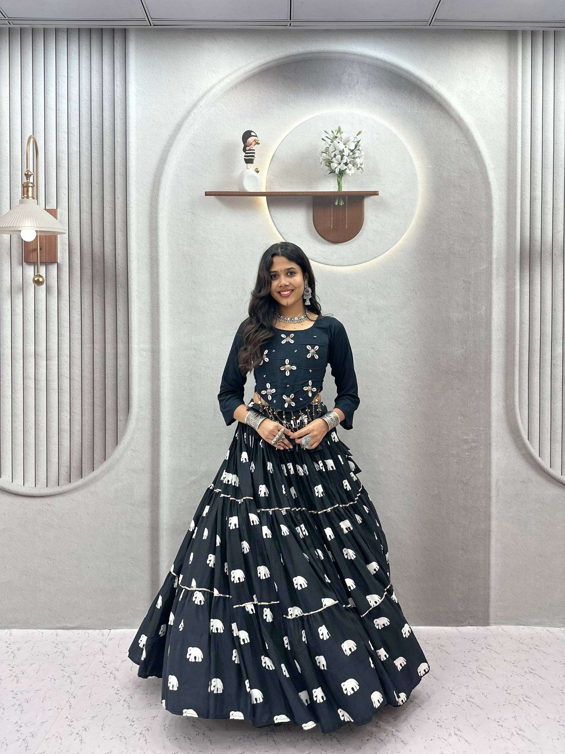  mirror work chaniya choli Pure Launching cotton fabric with...
