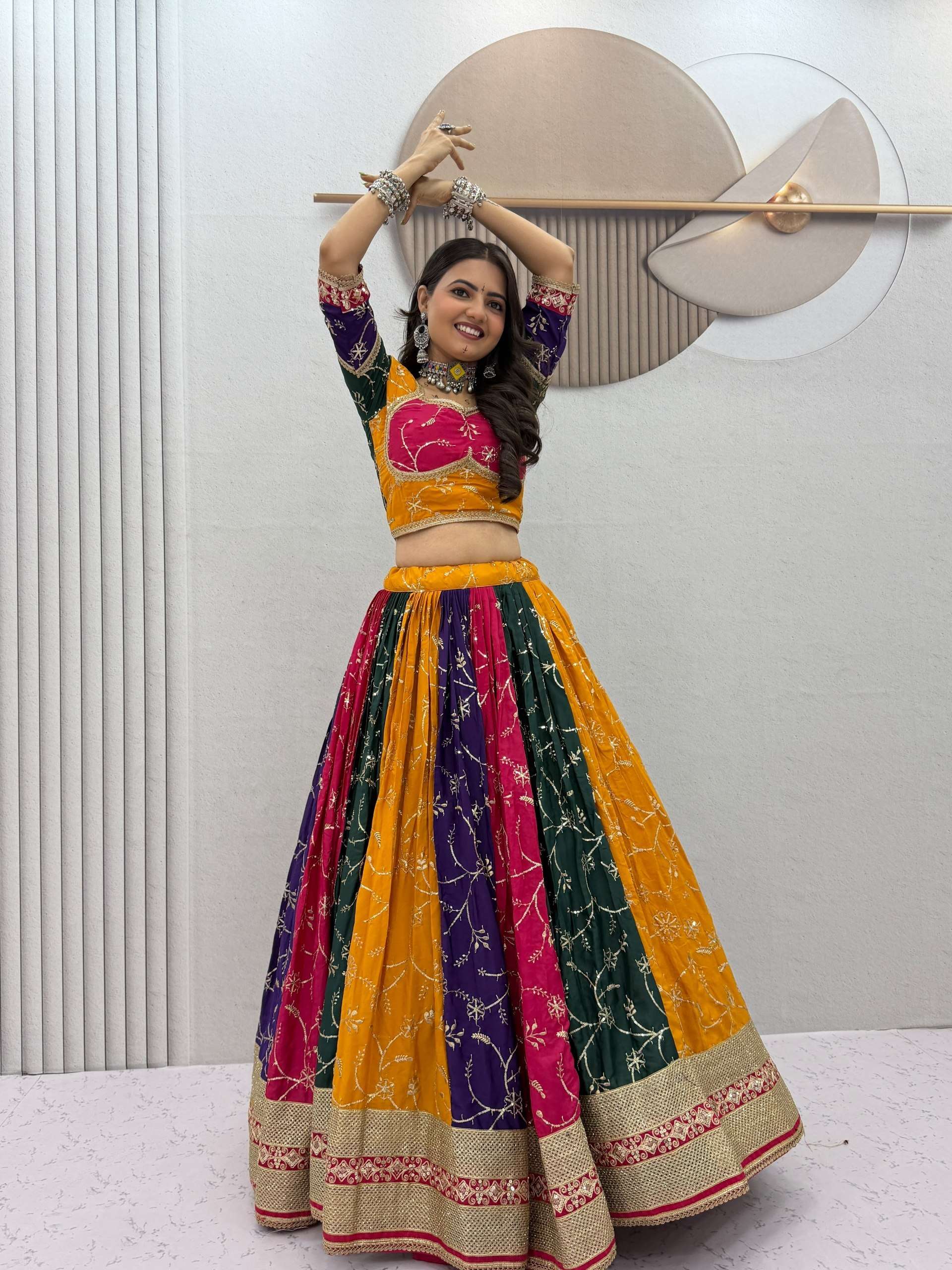  Navratri chaniya choli milki silk fancy fabric with Vintage...