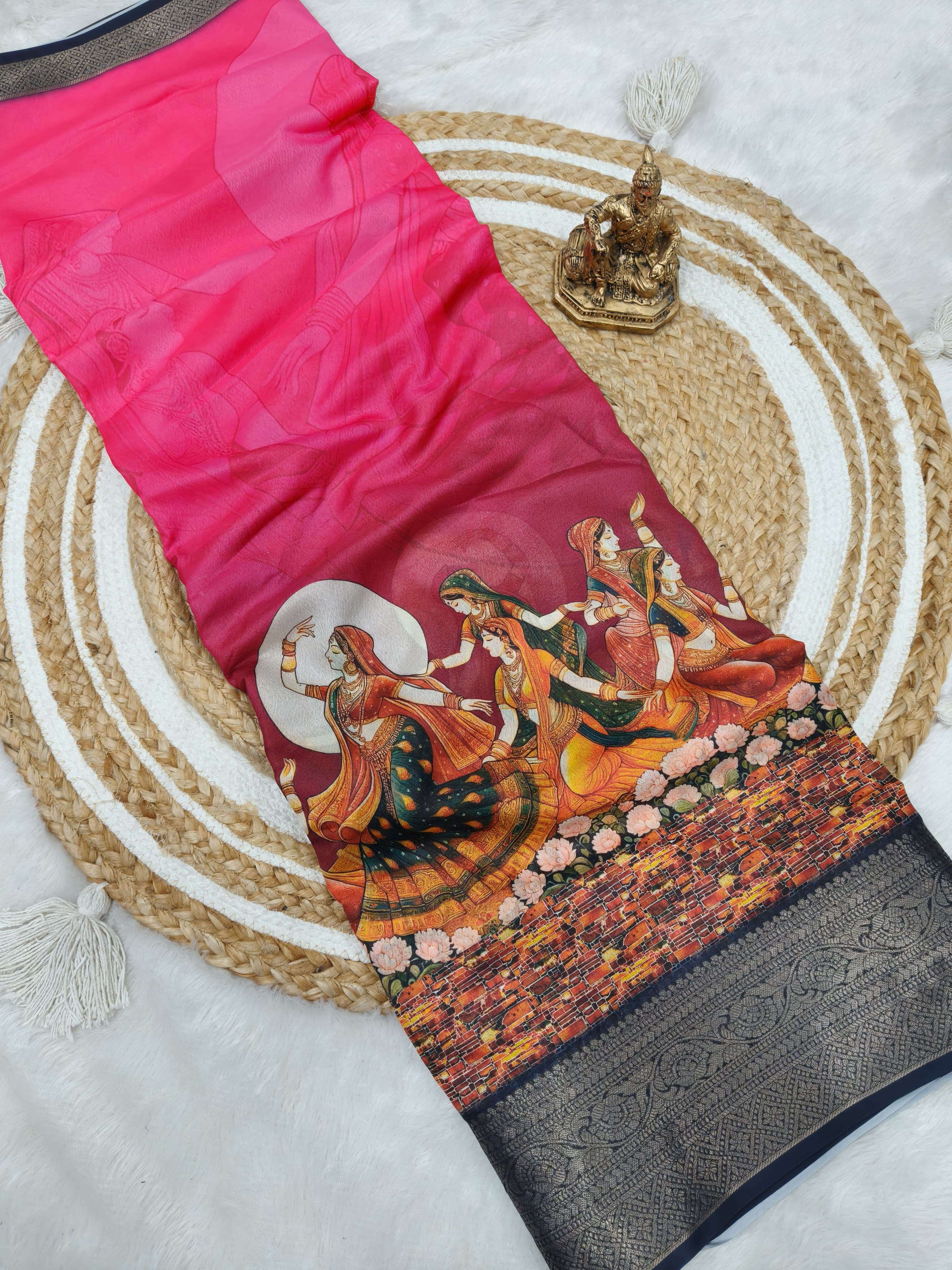 navratri wear Heavy blooming Marsh mellow saree with digital...