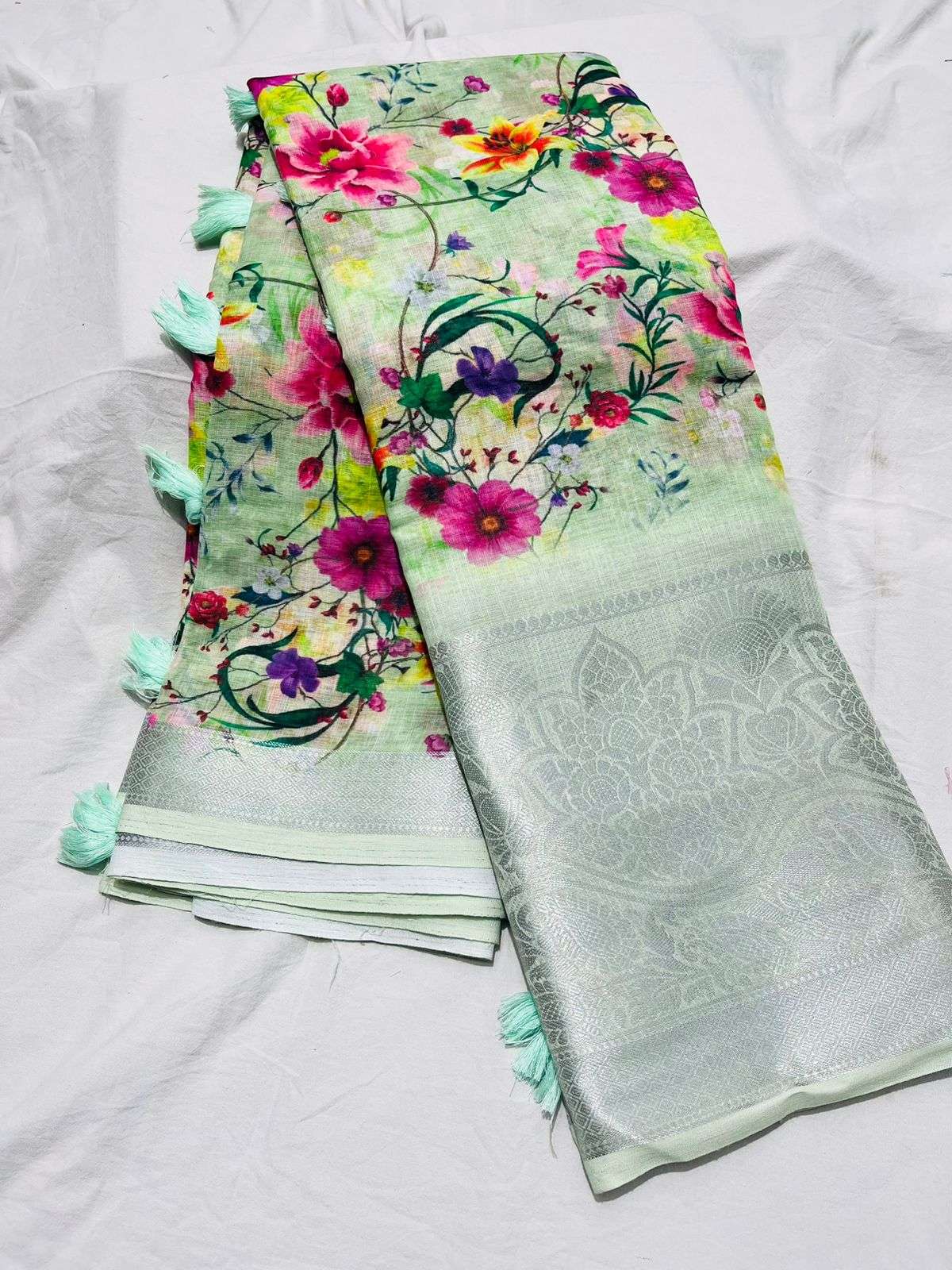 New and regal soft and pure linen cotton fancy fabric with e...