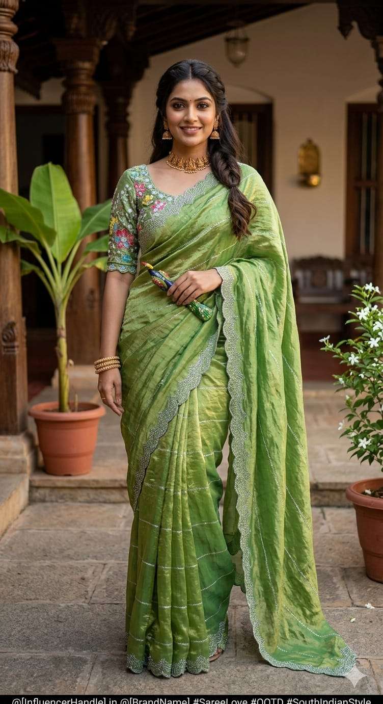 NEW ARRIVAL FANCY AND PURE SPACE SILK FABRIC IN GREEN COLOUR...