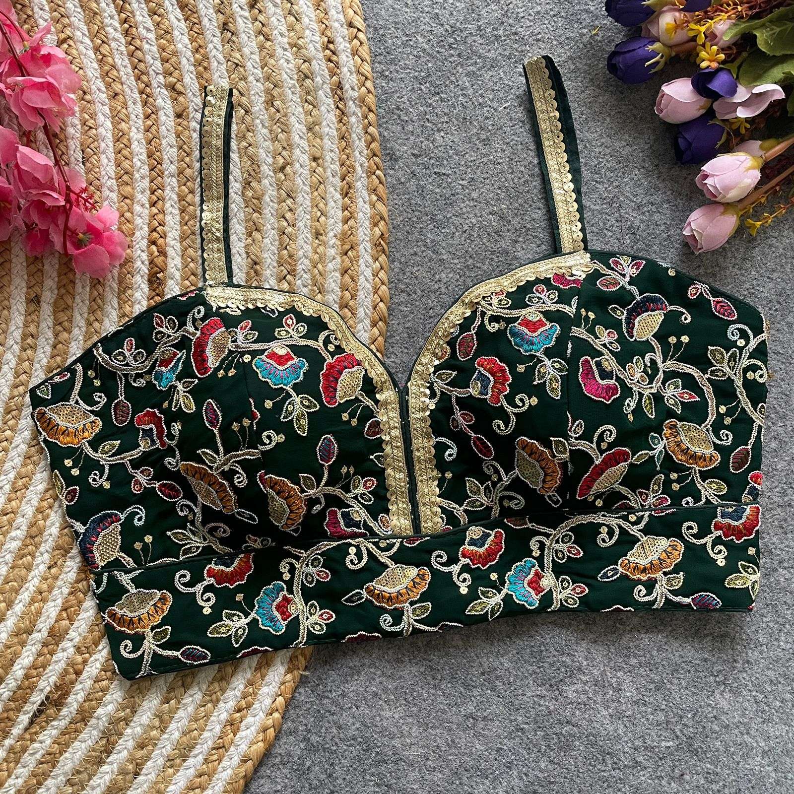 New Beautiful Spaghetti blouse Georgette silk fancy fabric H...