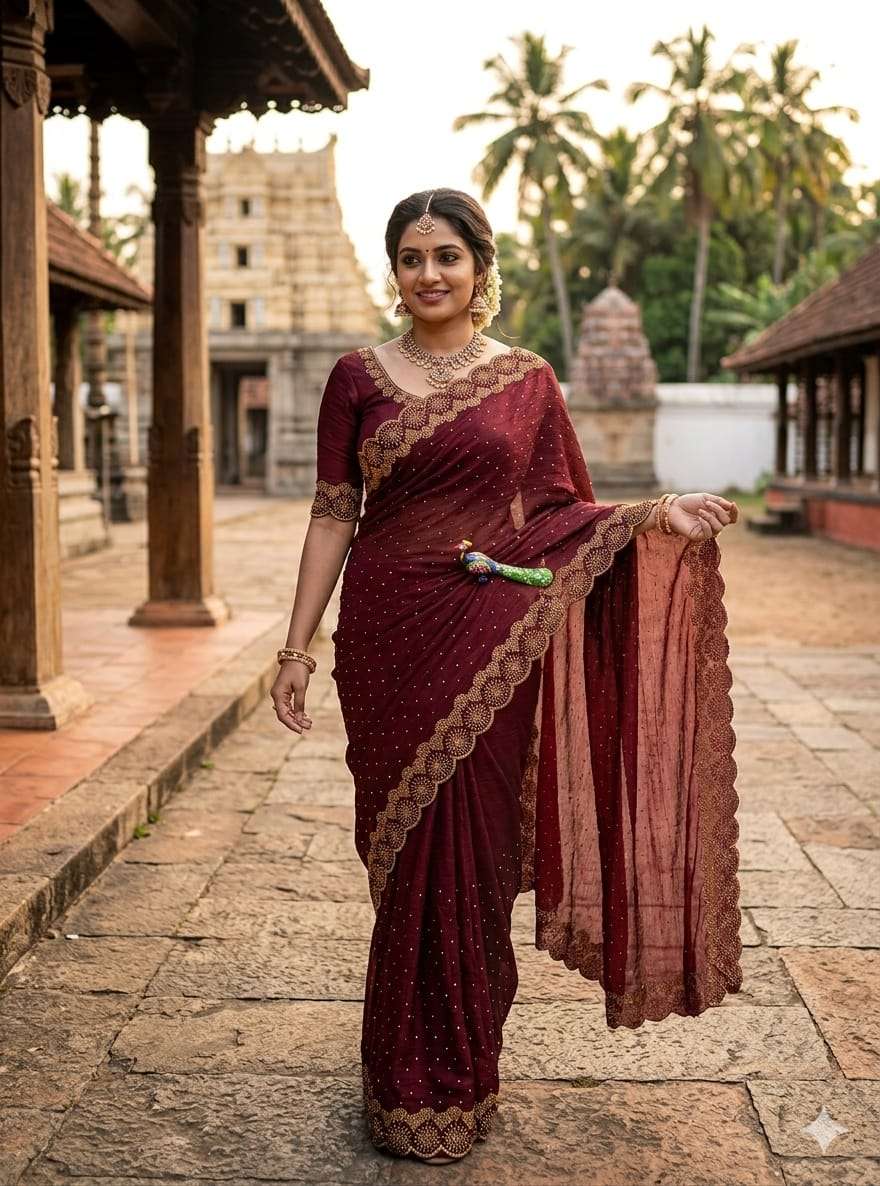 New Trending Beautiful and classic Space fancy fabric Saree ...