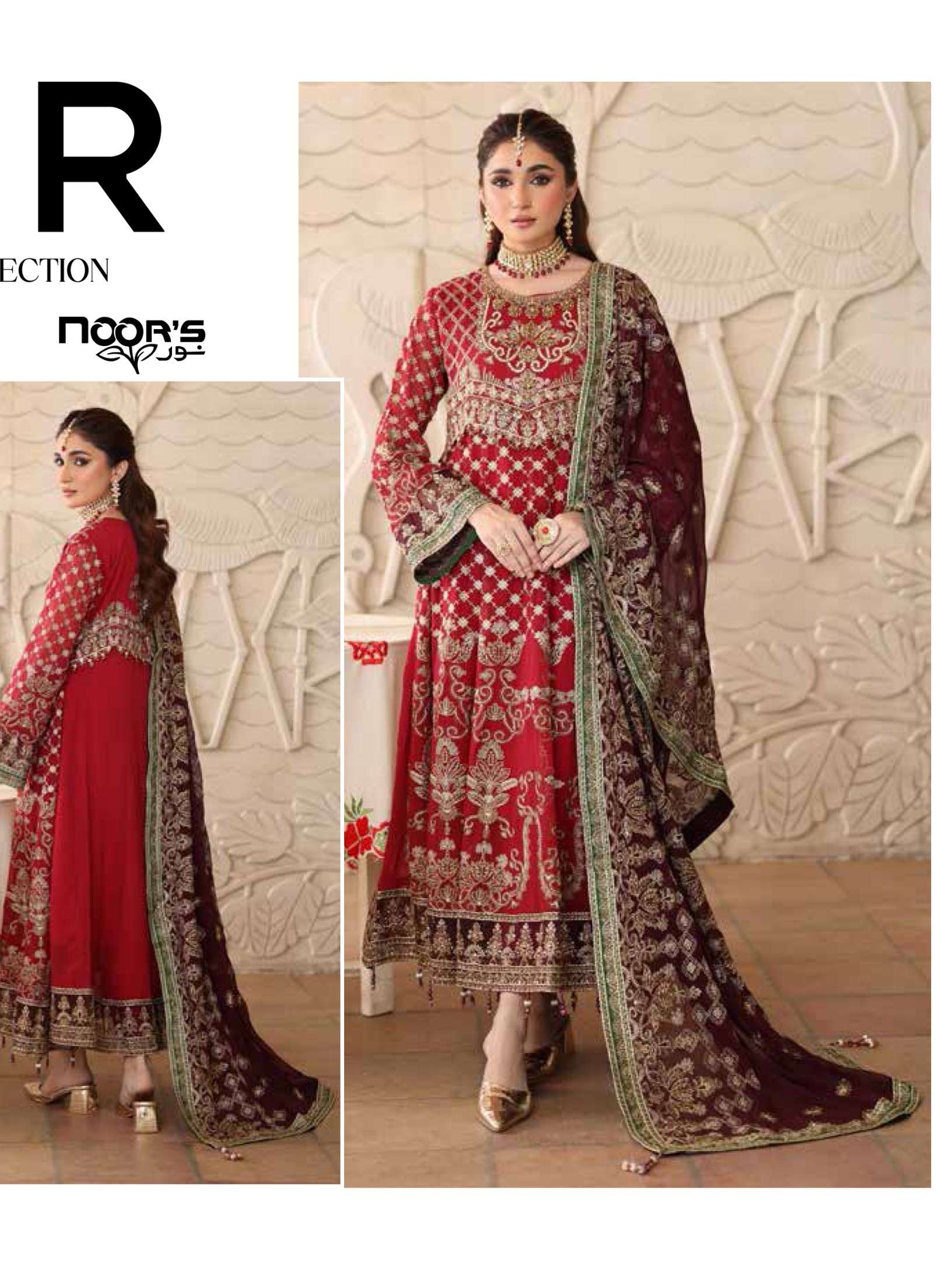NOOR LEHR LUXURY CHIFFON COLLECTION PARTY WEAR CLASSIC HEAVY...