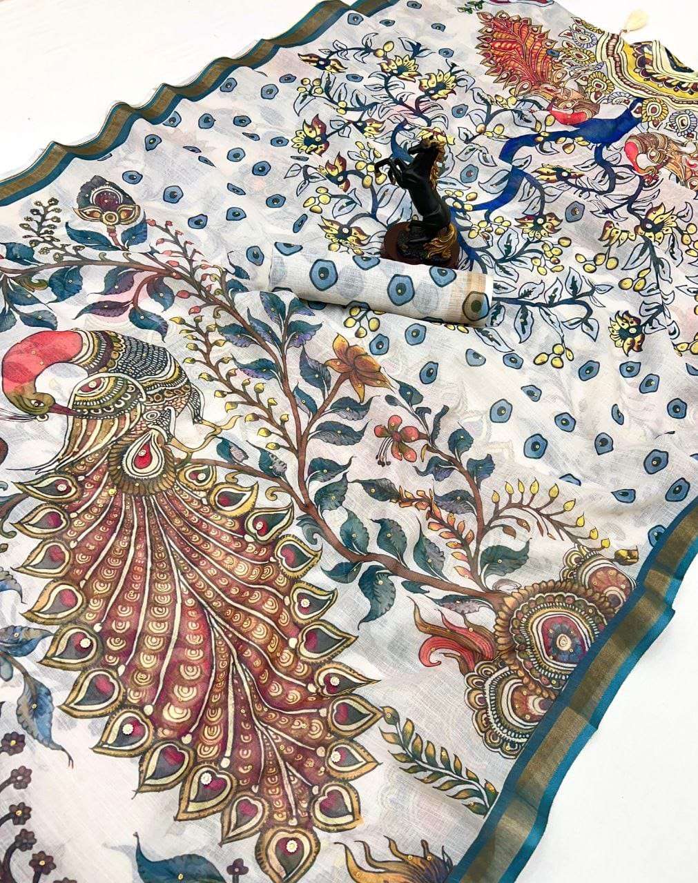  Original and Elegant Linen fabric with beautiful Digital Pr...