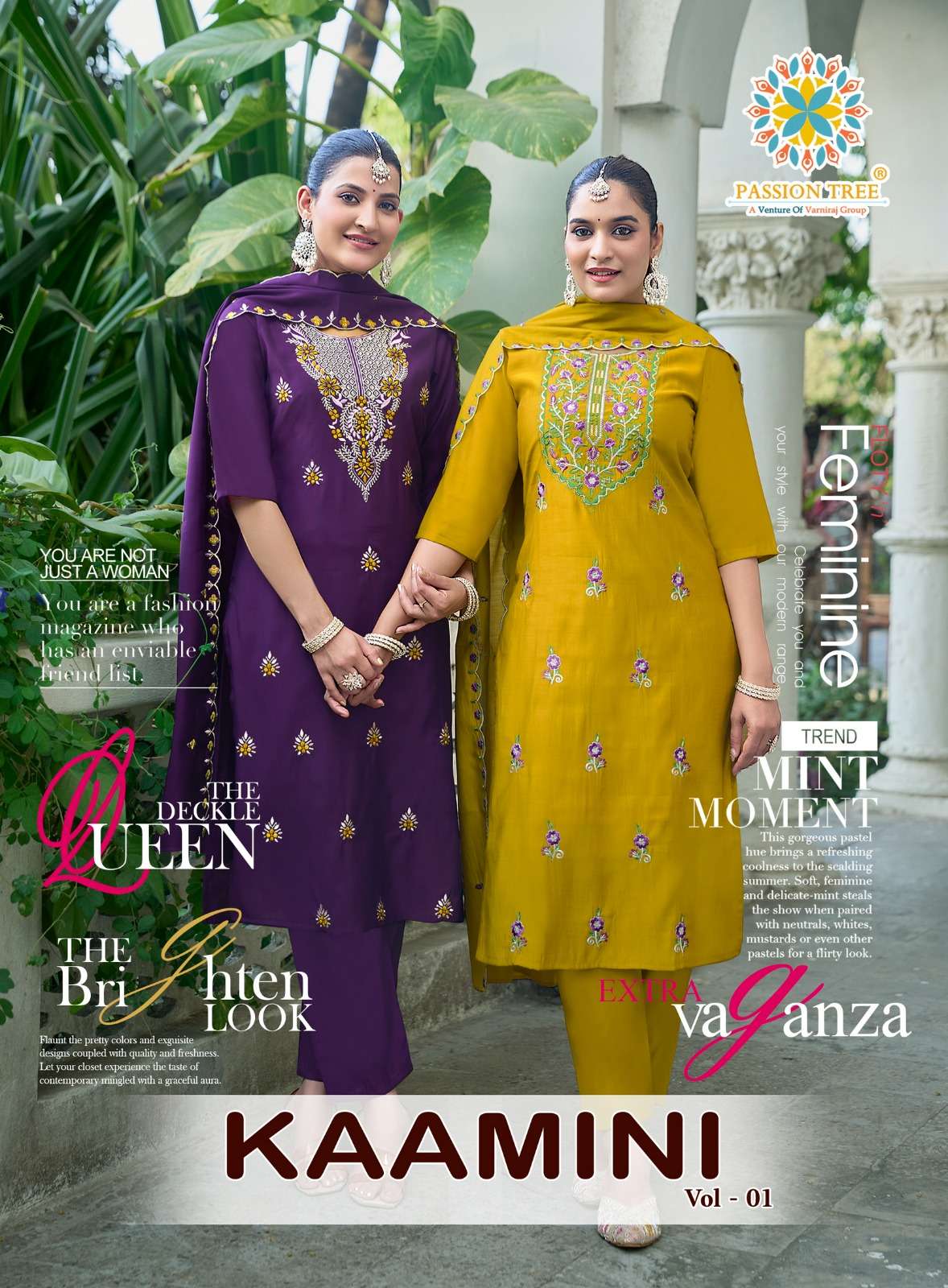 PASSION TREE KAAMINI VOL 1 SILK WITH INNER STRAIGHT KURTI WI...
